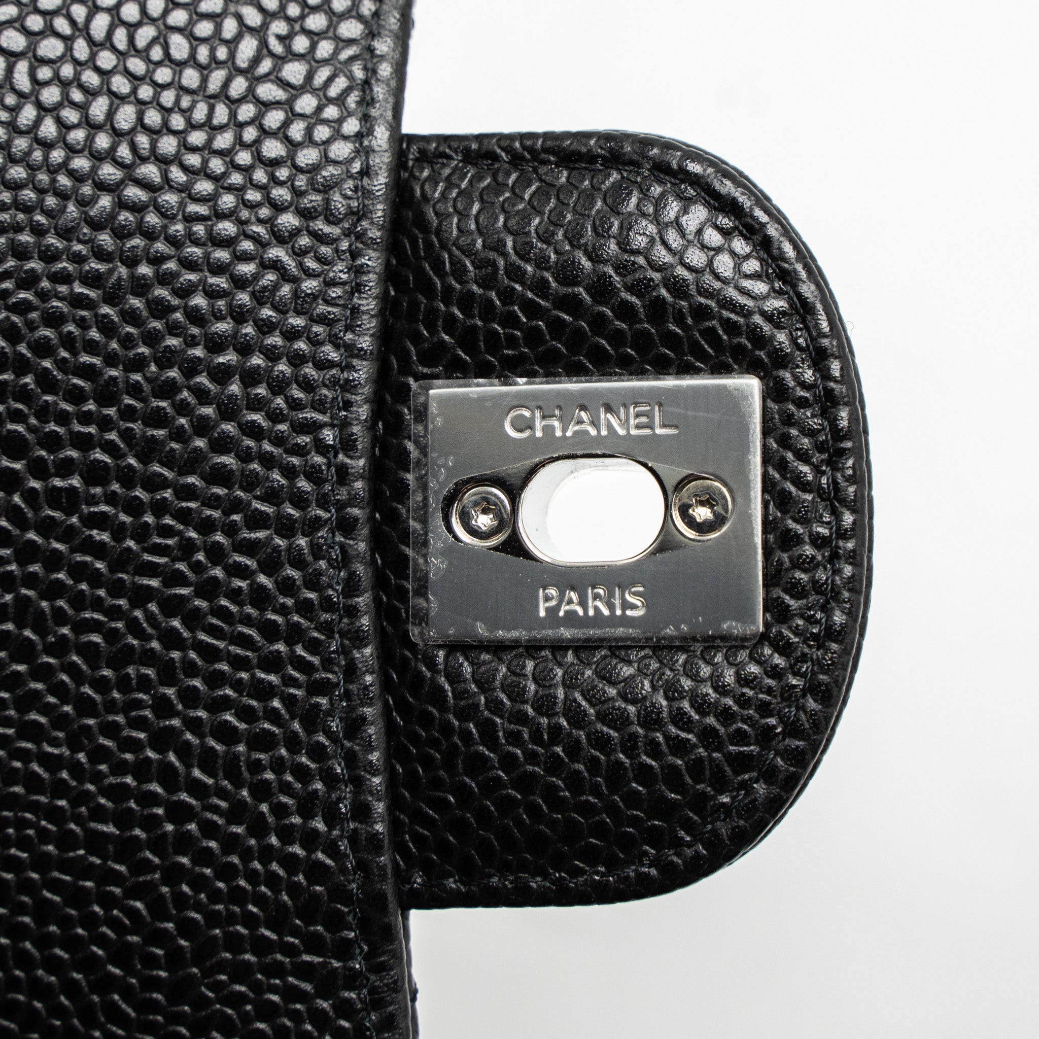 CHANEL SMALL CLASSIC DOUBLE FLAP BAG CAVIAR BLACK SHW (MICROCHIP)