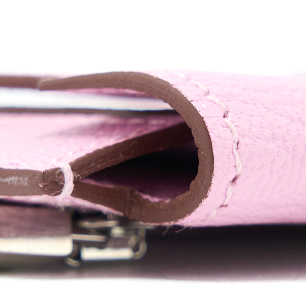 HERMES KELLY POCKET COMPACT CHEVRE MYSORE X9 MAUVE SYLVESTRE SHW
