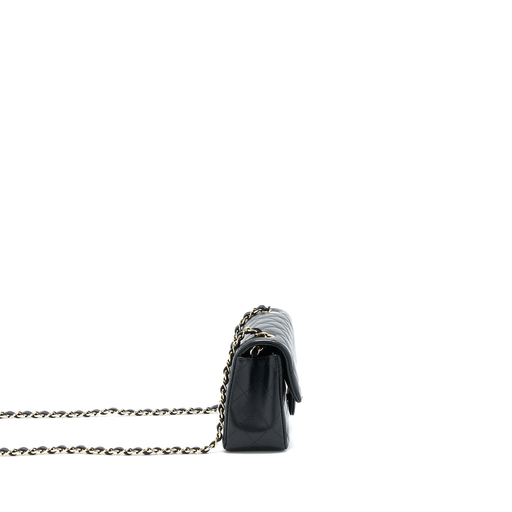 CHANEL MINI RECTANGULAR FLAP BAG LAMBSKIN BLACK LGHW (MICROCHIP)