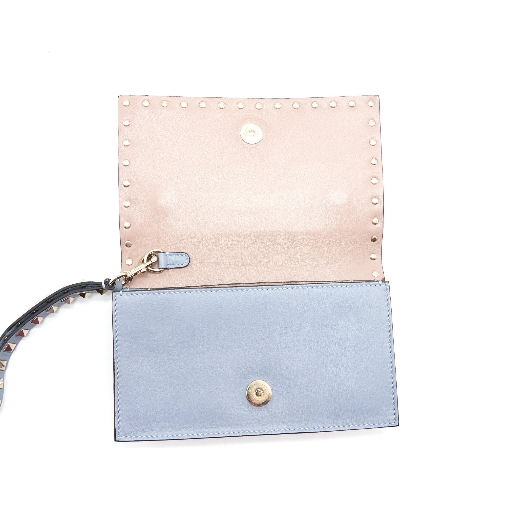 VALENTINO ROCKSTUD SMALL CLUTCH BLUE-GREY GHW