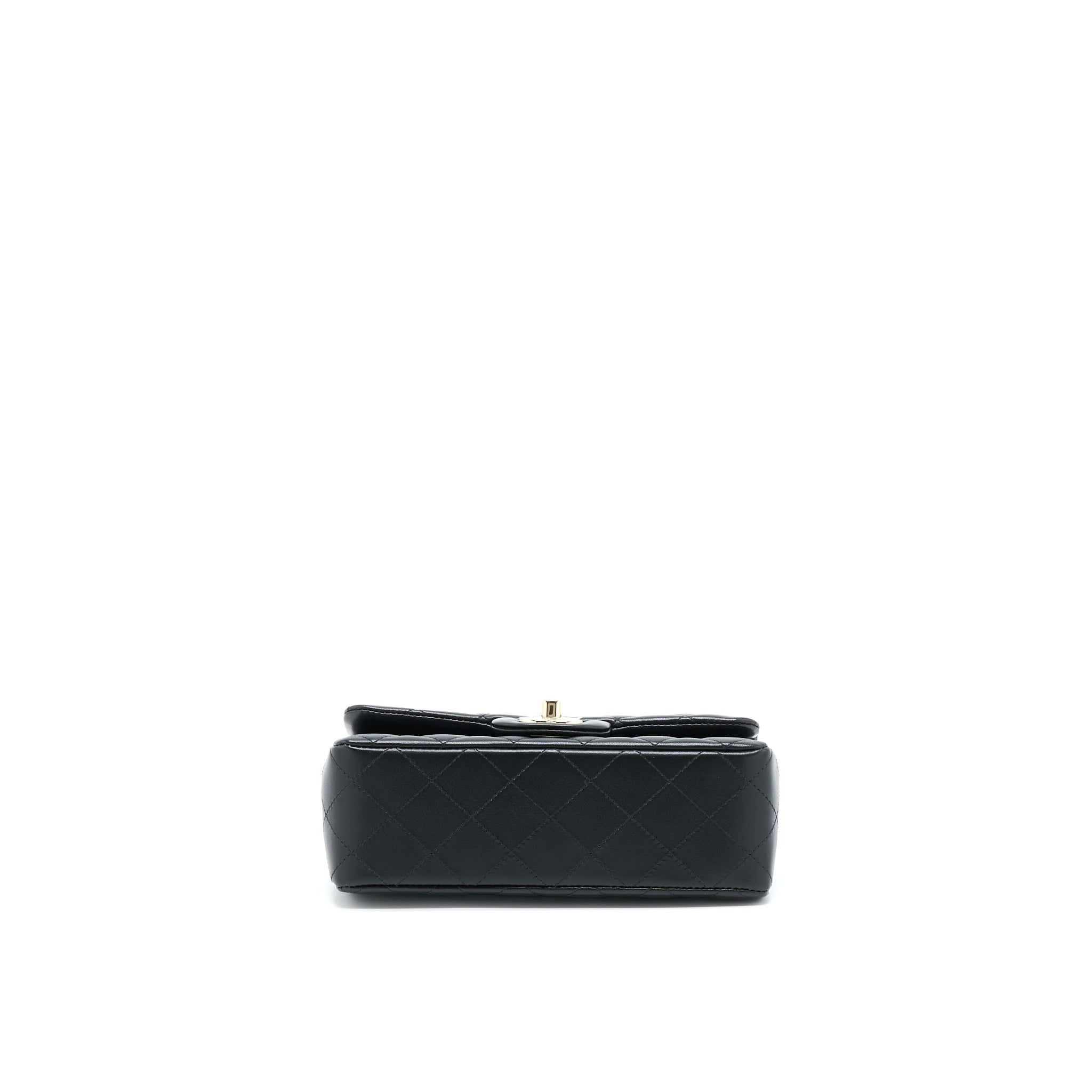 CHANEL MINI RECTANGULAR FLAP BAG LAMBSKIN BLACK LGHW (MICROCHIP)