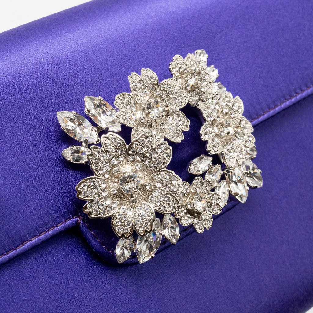 ROGER VIVIER EFFLORESCENCE MINI CLUTCH SILK BLEND SATIN PURPLE SHW