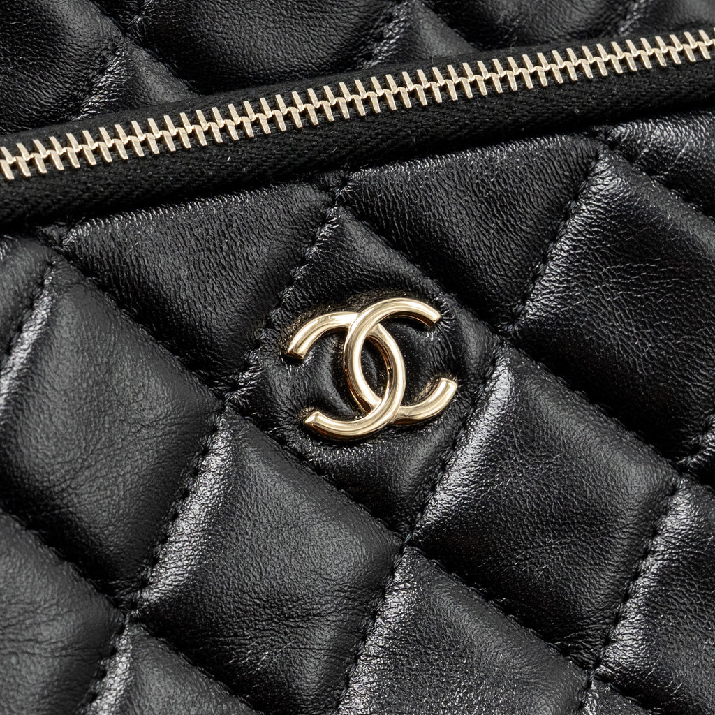 CHANEL 25C CAMERA BAG SHINY LAMBSKIN BLACK LGHW (MICROCHIP)