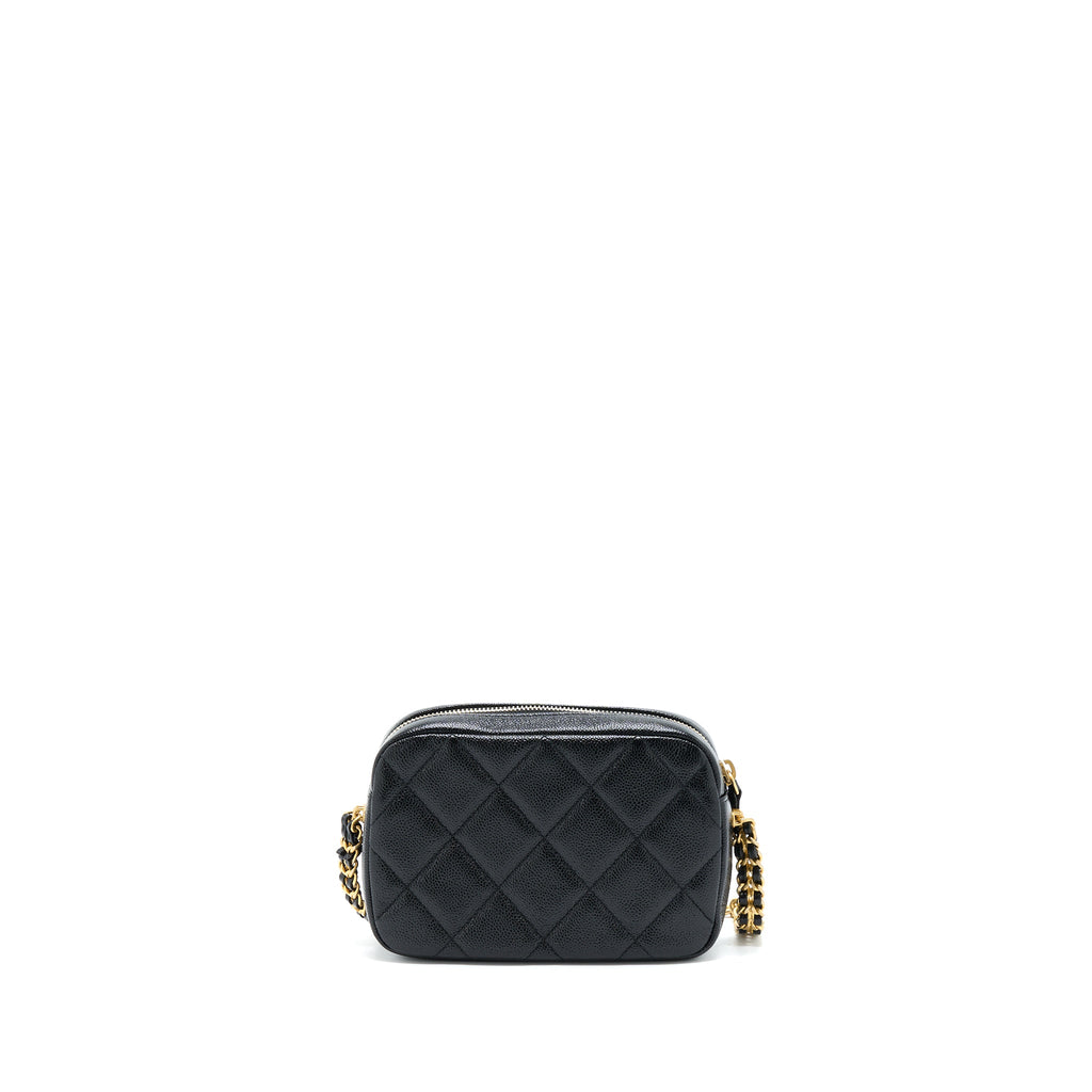 CHANEL 22P CAMERA CROSSBODY BAG CAVIAR BLACK GHW(MICROCHIP)