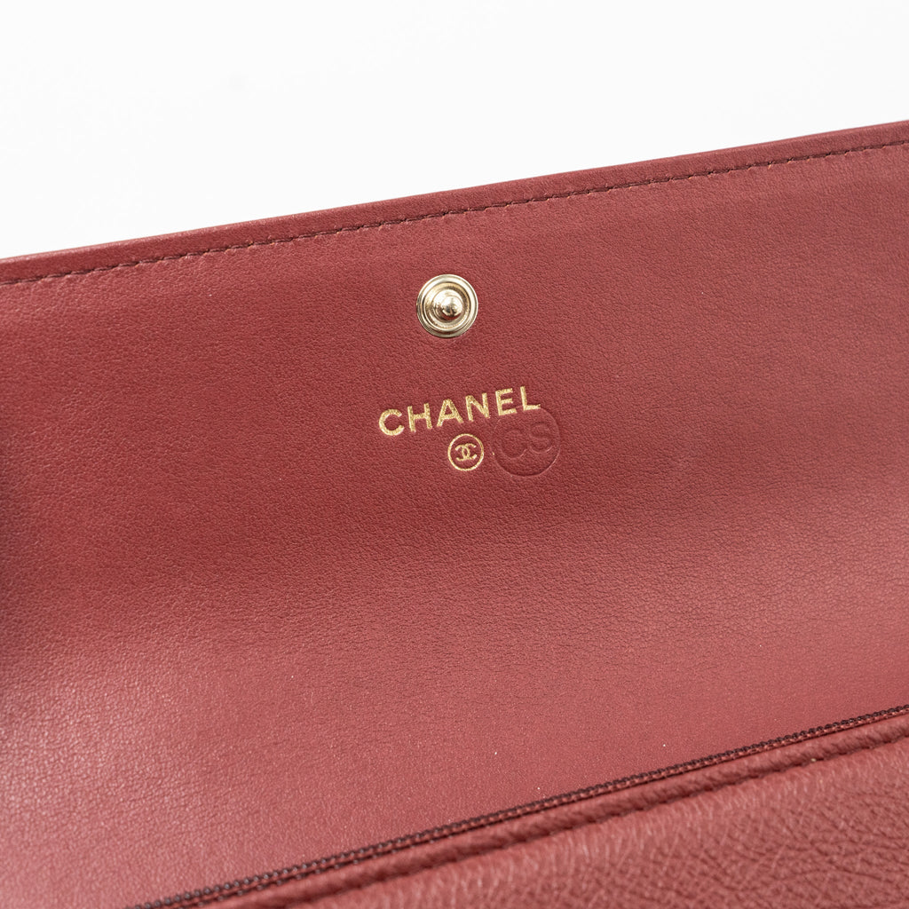 CHANEL FLAP LONG WALLET CALFSKIN RED GHW
