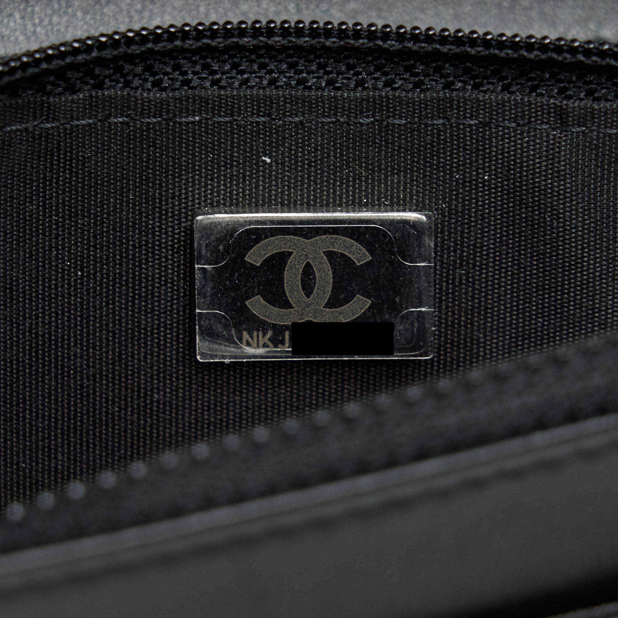 CHANEL BOY WALLET ON CHAIN CAVIAR BLACK RUTHENIUM HARDWARE (MICROCHIP)