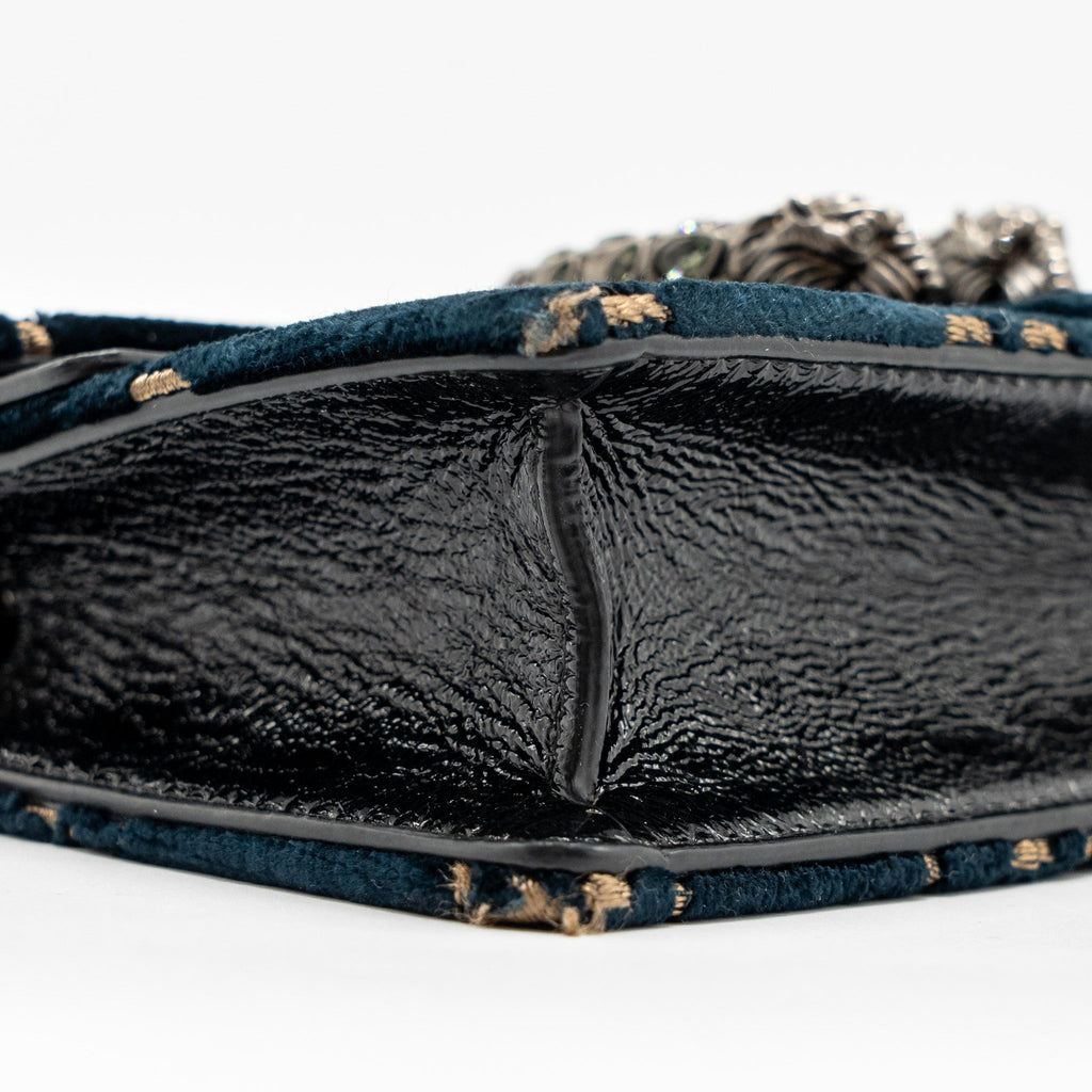 GUCCI DIONYSUS SUPER MINI BAG VELVET DARK BLUE SHW