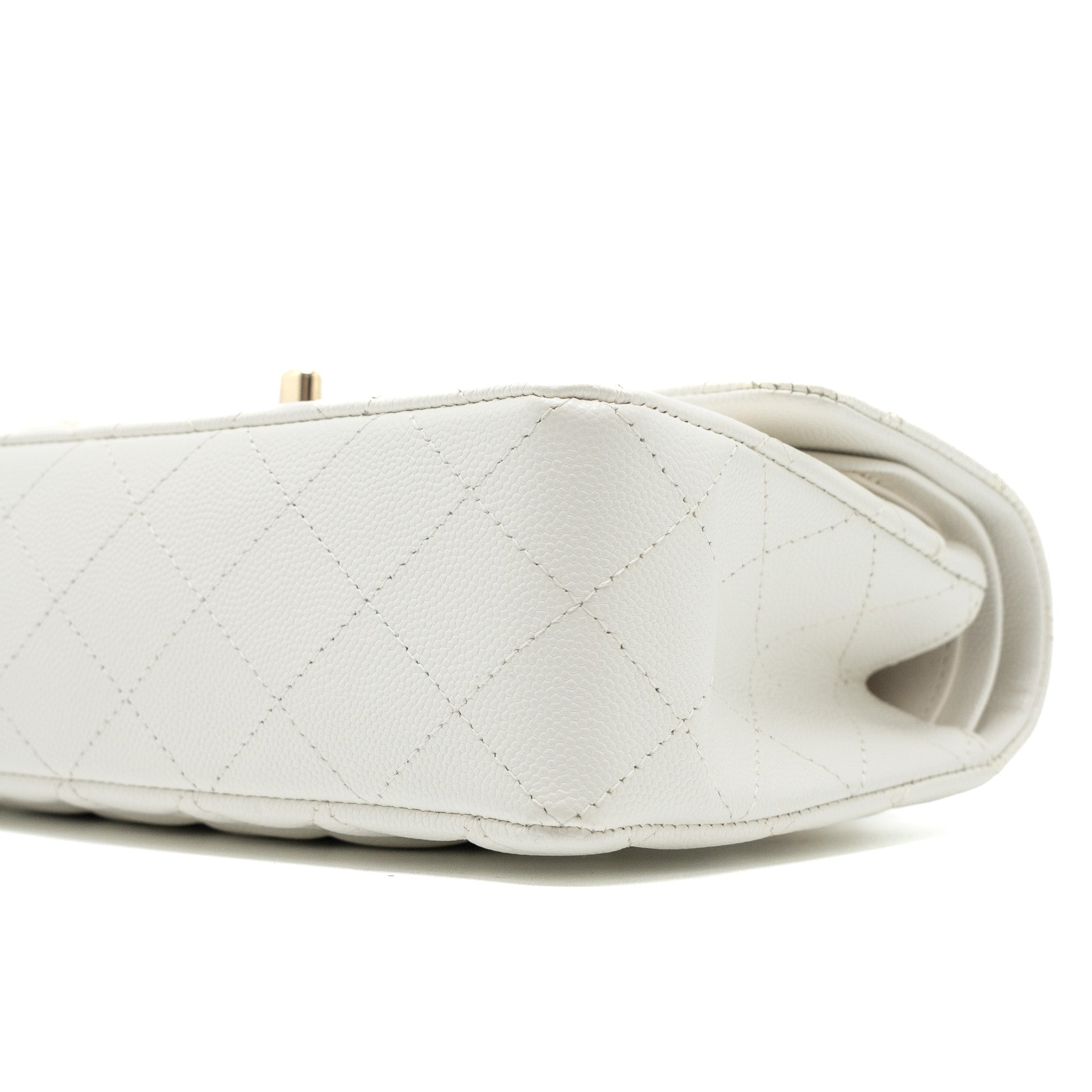 CHANEL SMALL CLASSIC DOUBLE FLAP BAG CAVIAR WHITE LGHW (MICROCHIP)