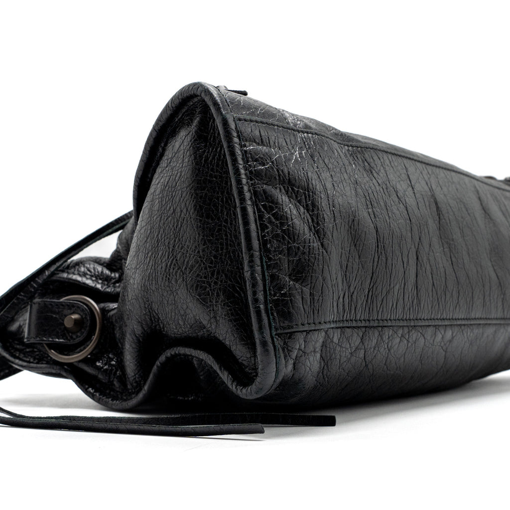 BALENCIAGA CLASSIC CITY BAG LEATHER BLACK RUTHENIUM SILVER HARDWARE