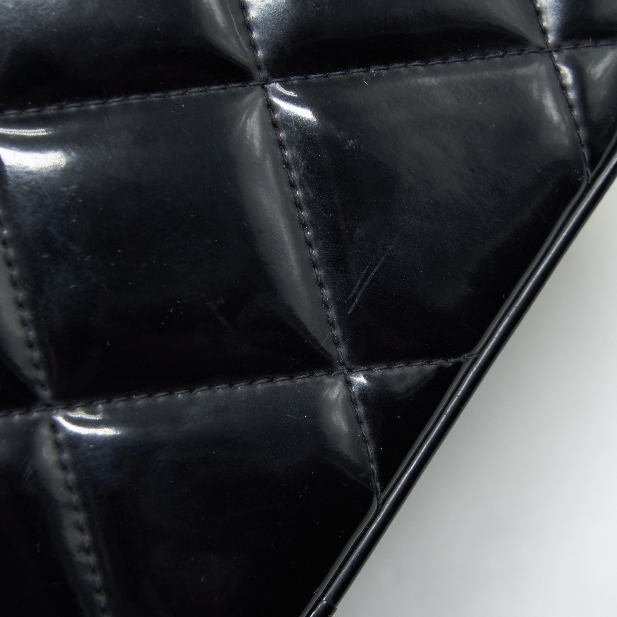 CHANEL VINTAGE TOP HANDLE VANITY CASE PATENT BLACK GHW
