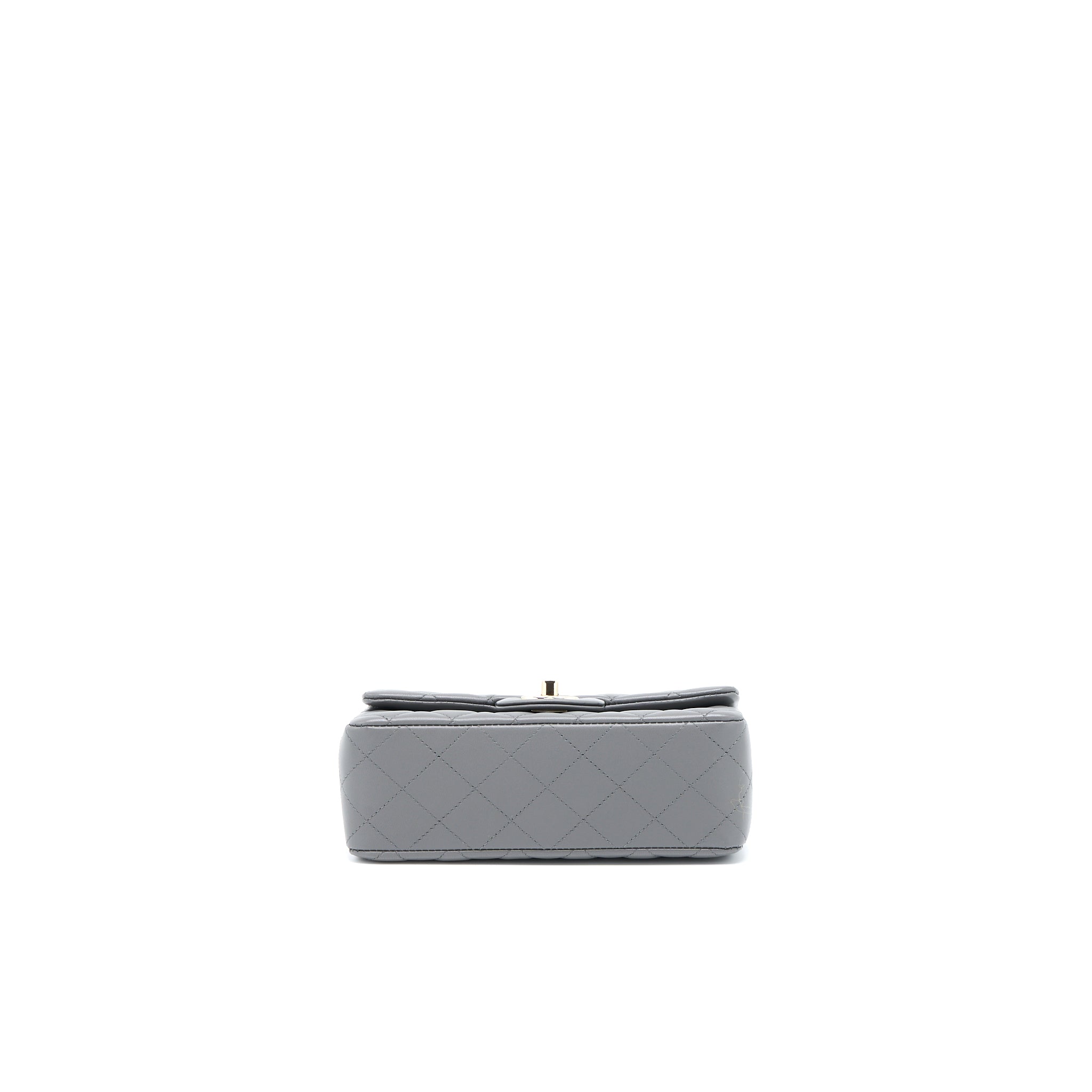 CHANEL 22A MINI RECTANGULAR LAMBSKIN GREY LGHW(MICROCHIP)