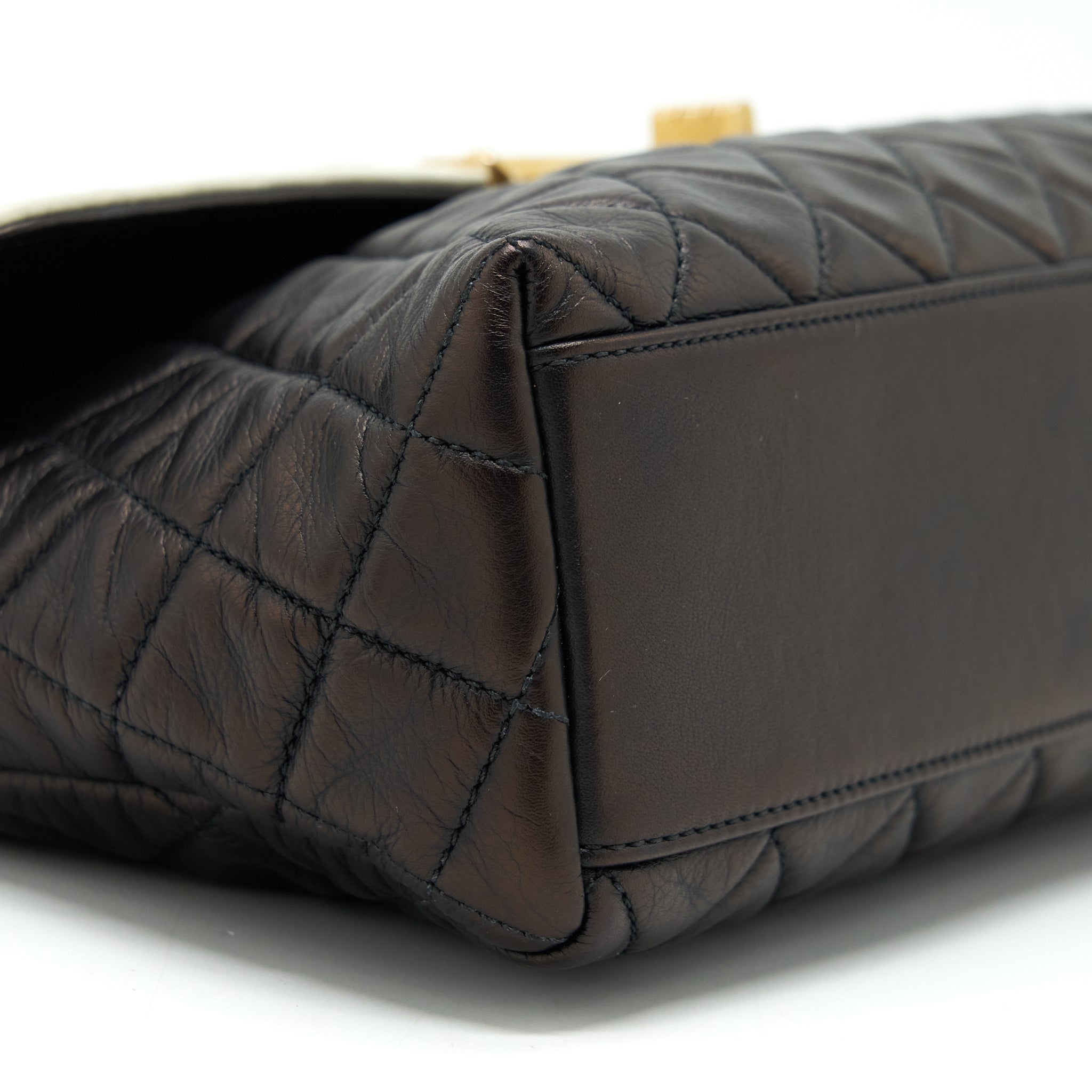 CHANEL VINTAGE SINGLE FLAP BAG LAMBSKIN DARK BROWN GHW