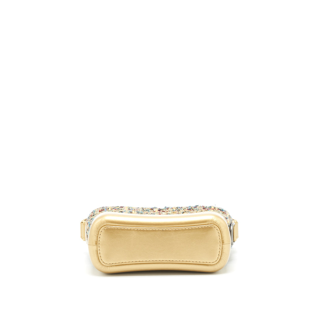 CHANEL SMALL GABRIELLE HOBO BAG TWEED GOLD/MULTICOLOUR