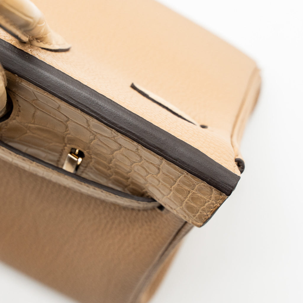 HERMES TOUCH BIRKIN 25 ALLIGATOR MISSISSIPPIENSIS/TOGO CHAI LGHW