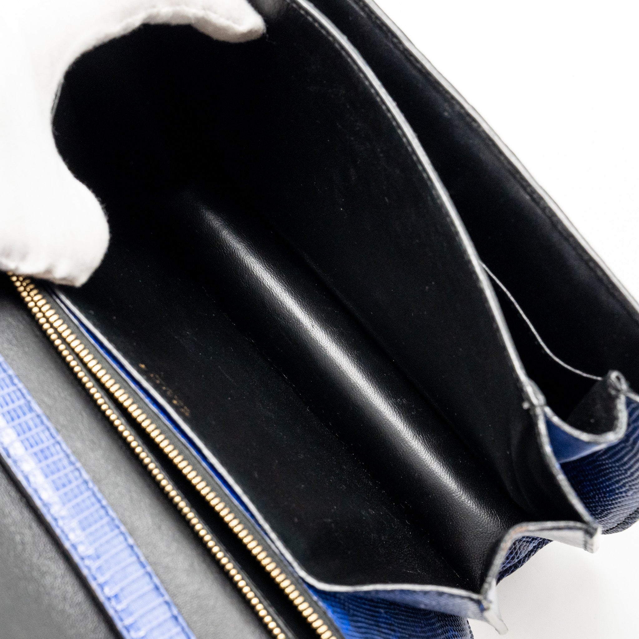 CELINE MEDIUM CLASSIC BOX BAG LIZARD BLUE GHW