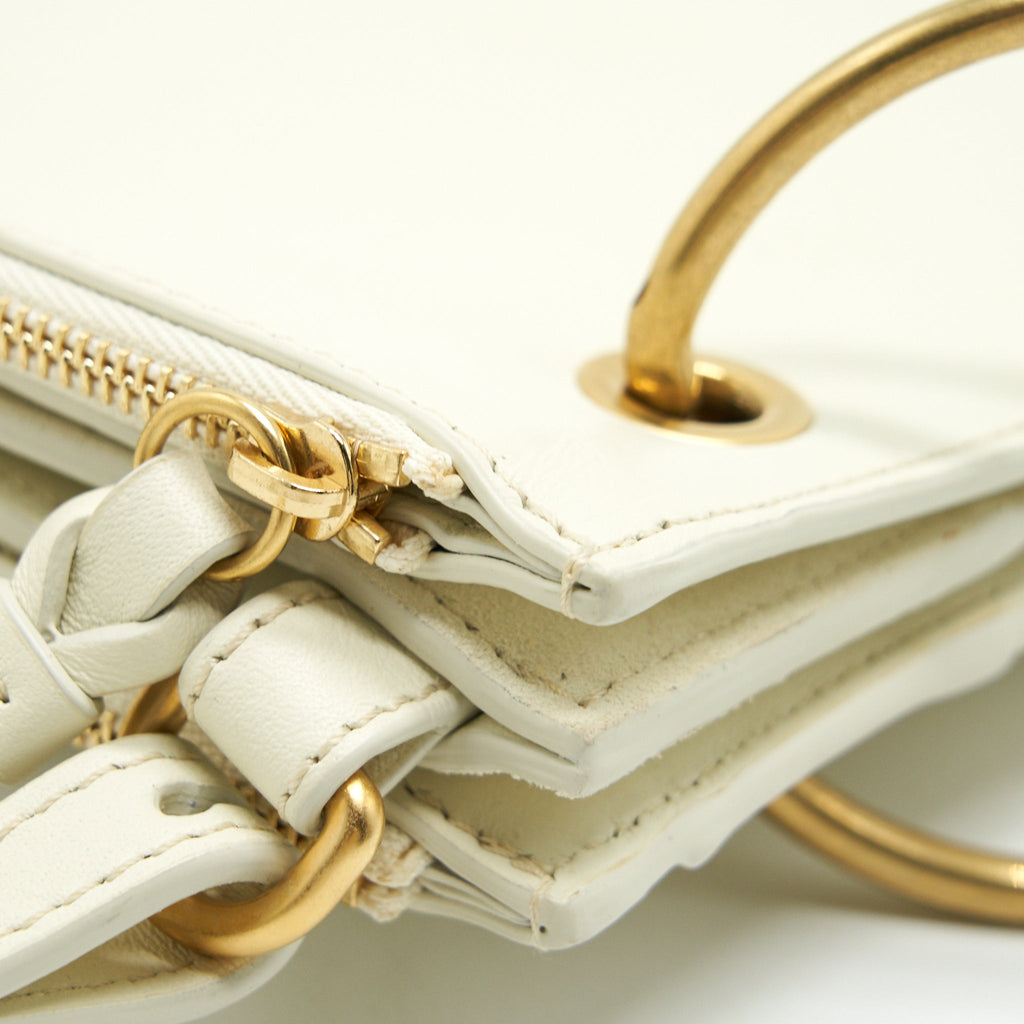 CHLOE DOUBLE ZIP CROSSBODY BAG WHITE GHW