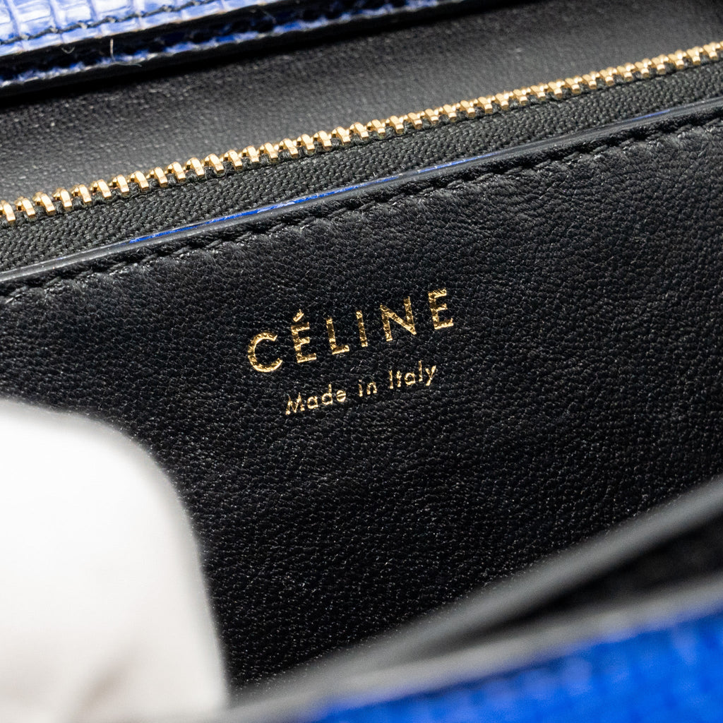 CELINE MEDIUM CLASSIC BOX BAG LIZARD BLUE GHW