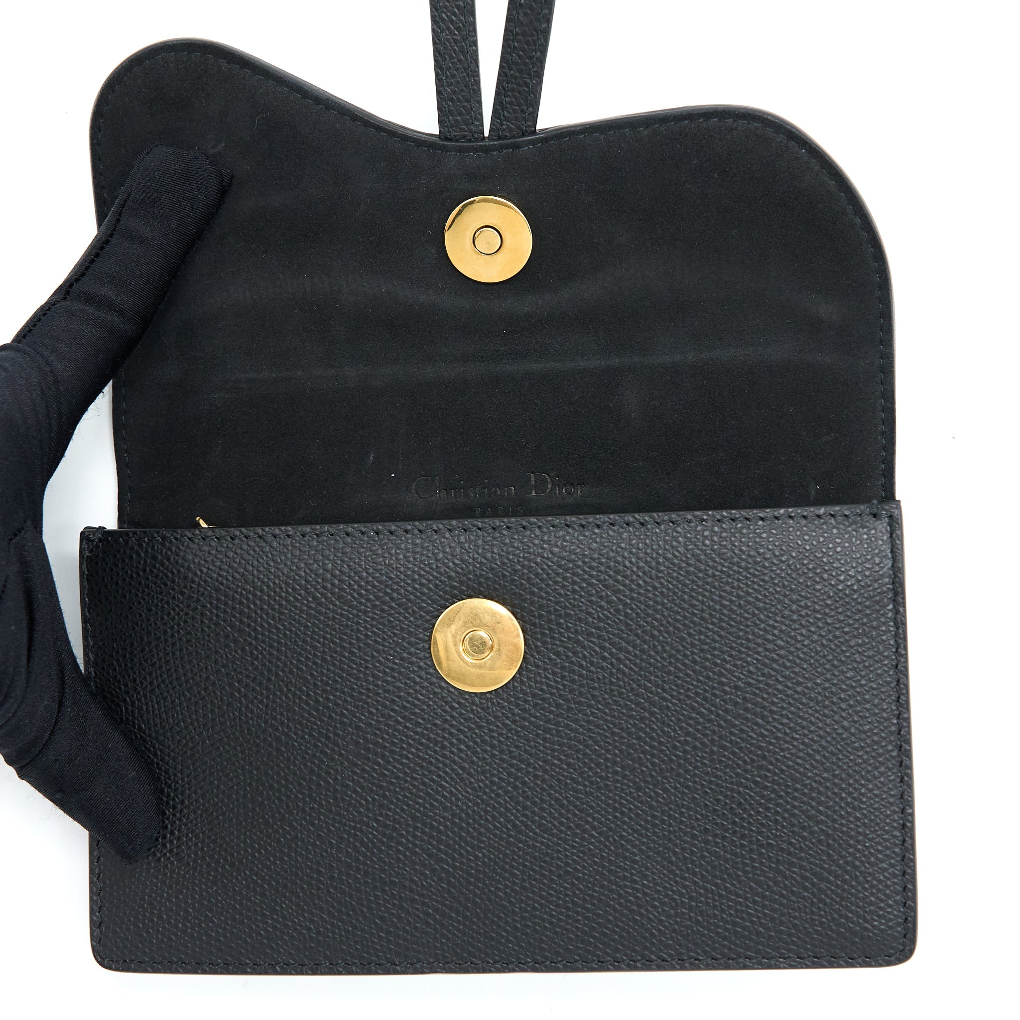 DIOR SADDLE BELT POUCH GRAINED CALFSKIN BLACK GHW