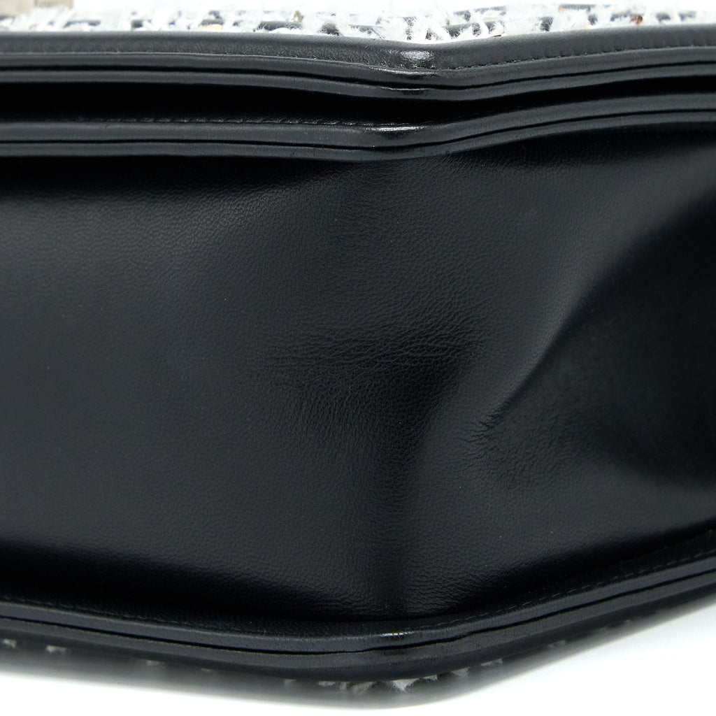 CHANEL MEDIUM BOY BAG LIMITED LAMBSKIN BLACK/WHITE SHW