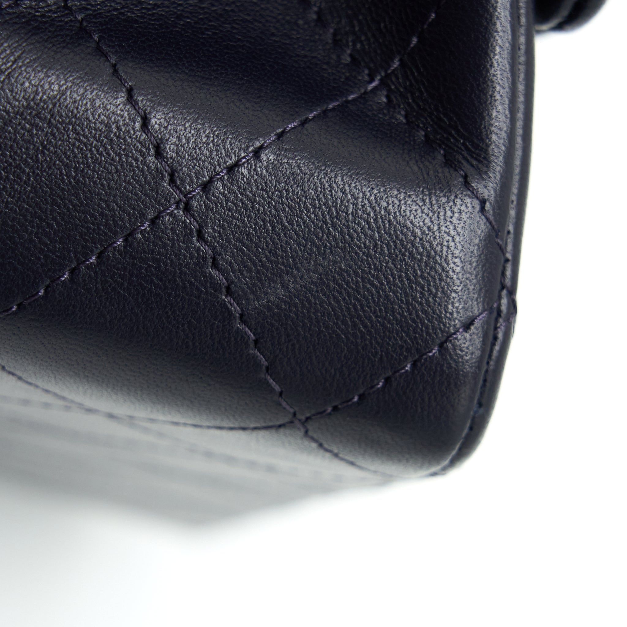 CHANEL MINI RECTANGULAR LAMBSKIN DARK PURPLE BLACK HARDWARE