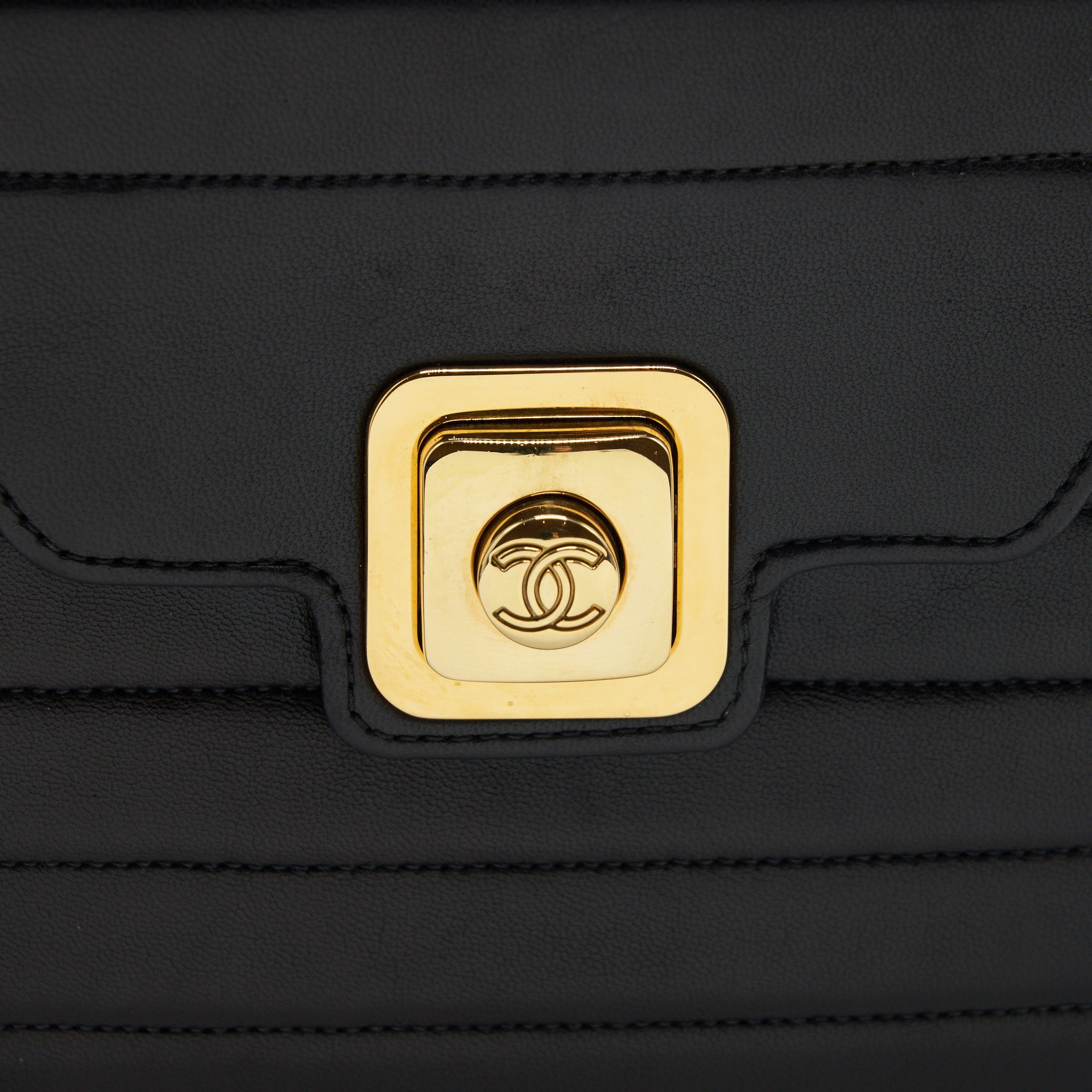 CHANEL VINTAGE KELLY FLAP BAG WITH LONG STRAP BLACK 24K GHW