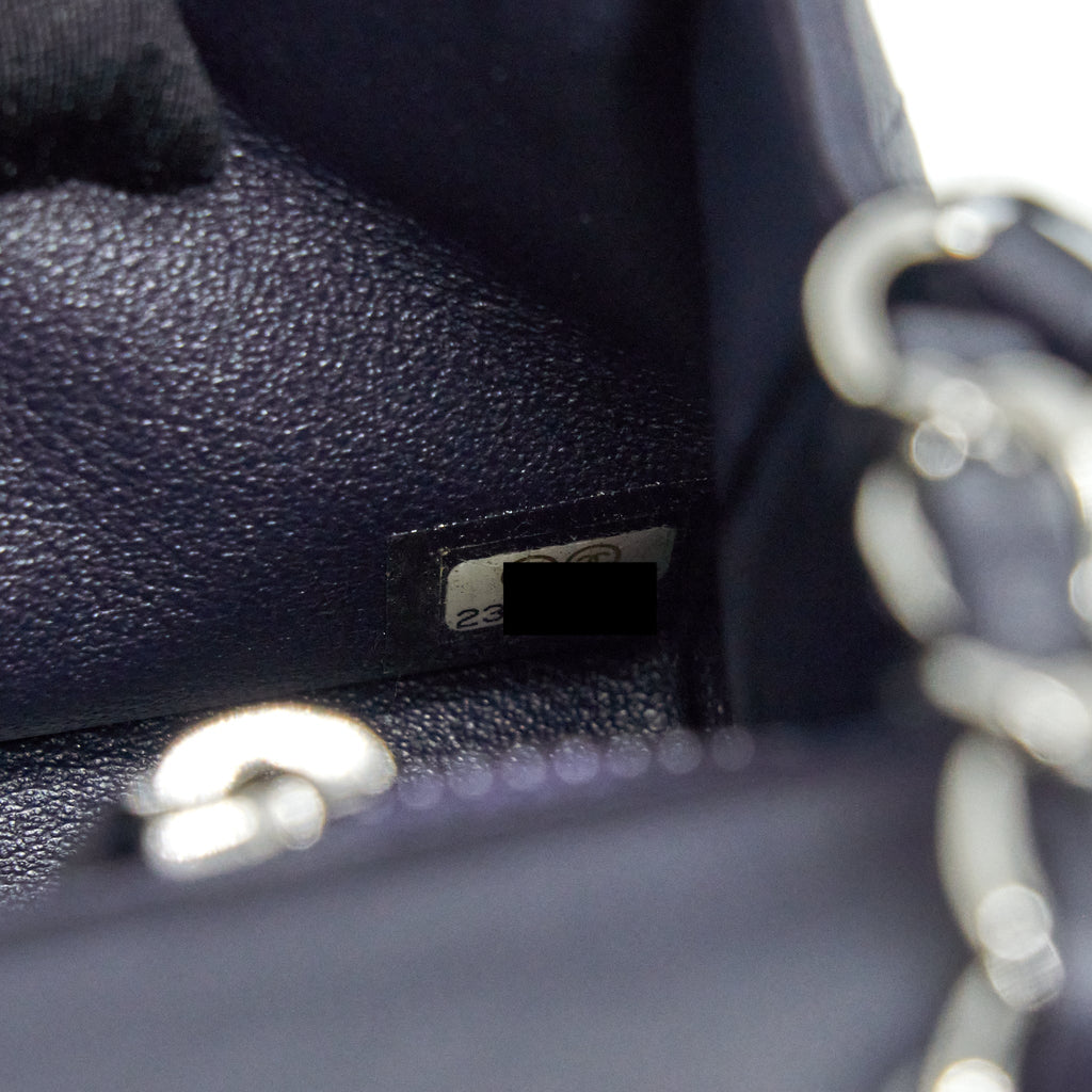 CHANEL MINI RECTANGULAR LAMBSKIN DARK PURPLE BLACK HARDWARE