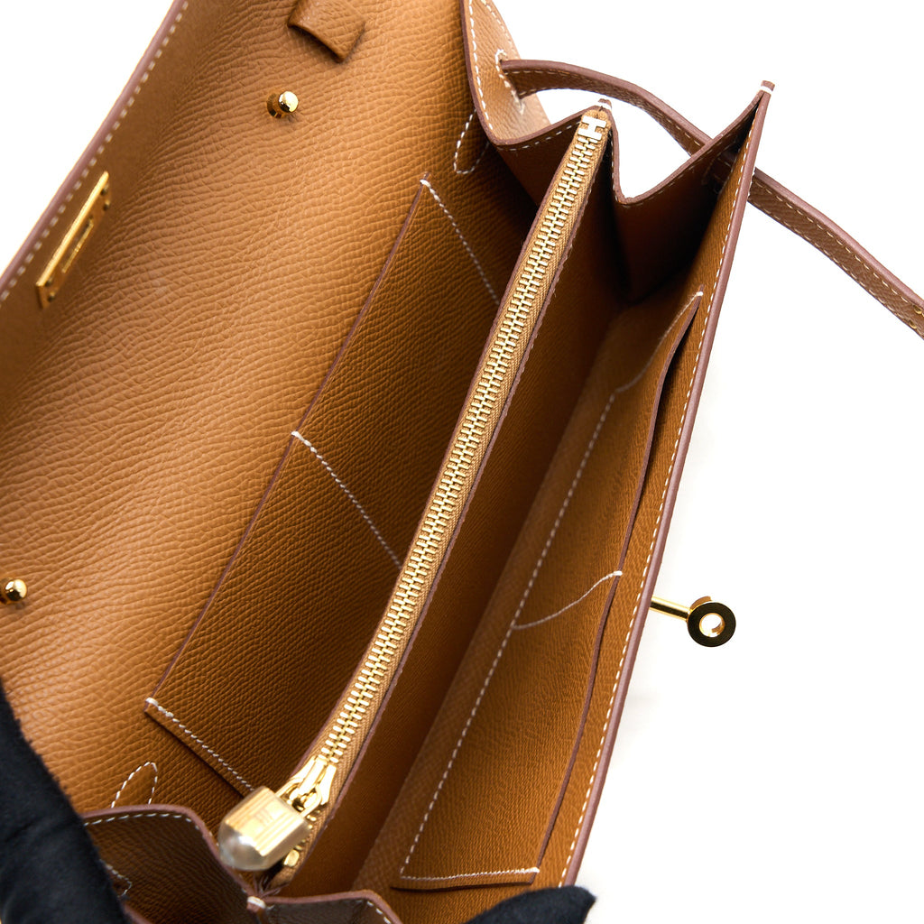HERMES CLASSIC KELLY TO GO EPSOM GOLD GHW