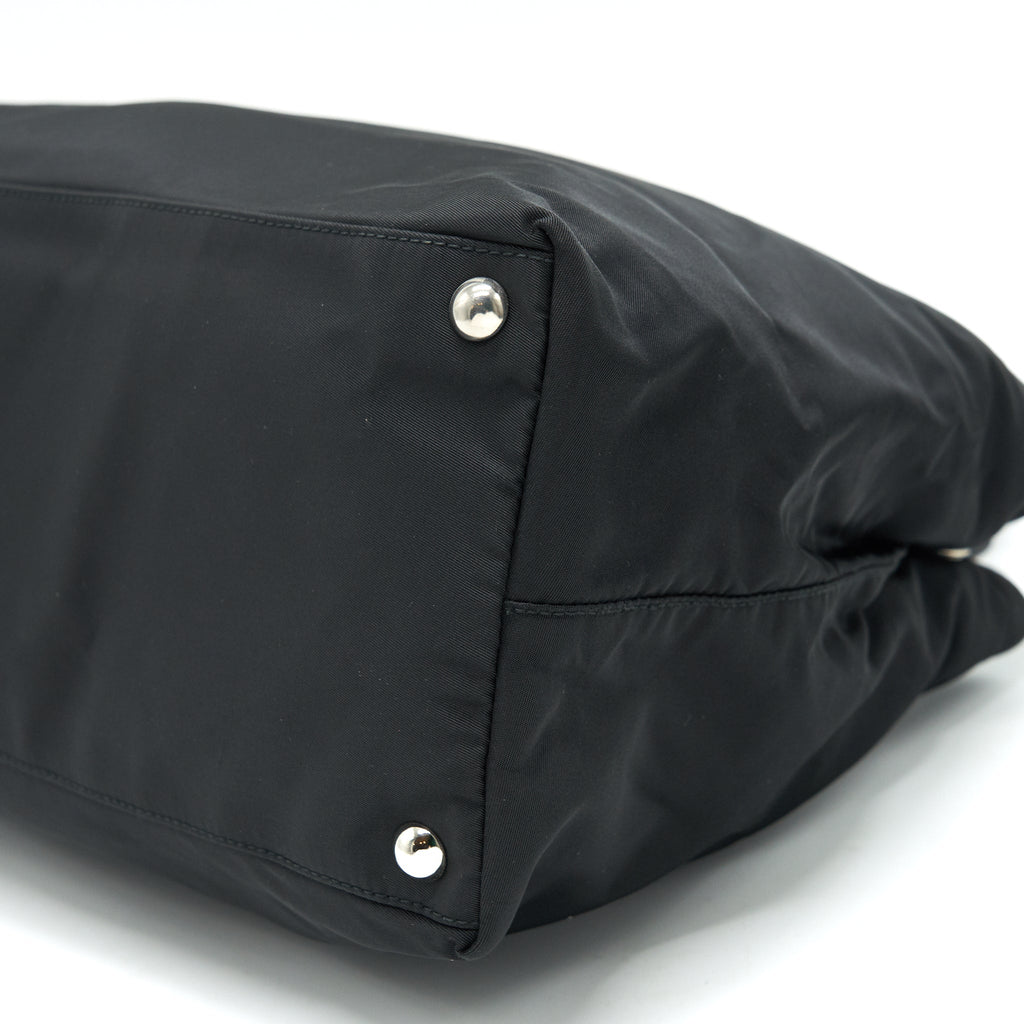 PRADA NYLON SHOULDER HAND BAG IN BLACK