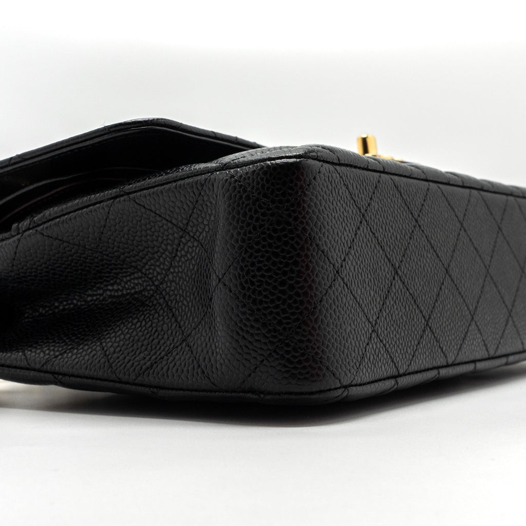 CHANEL MEDIUM CLASSIC DOUBLE FLAP BAG CAVIAR BLACK GHW (MICROCHIP )