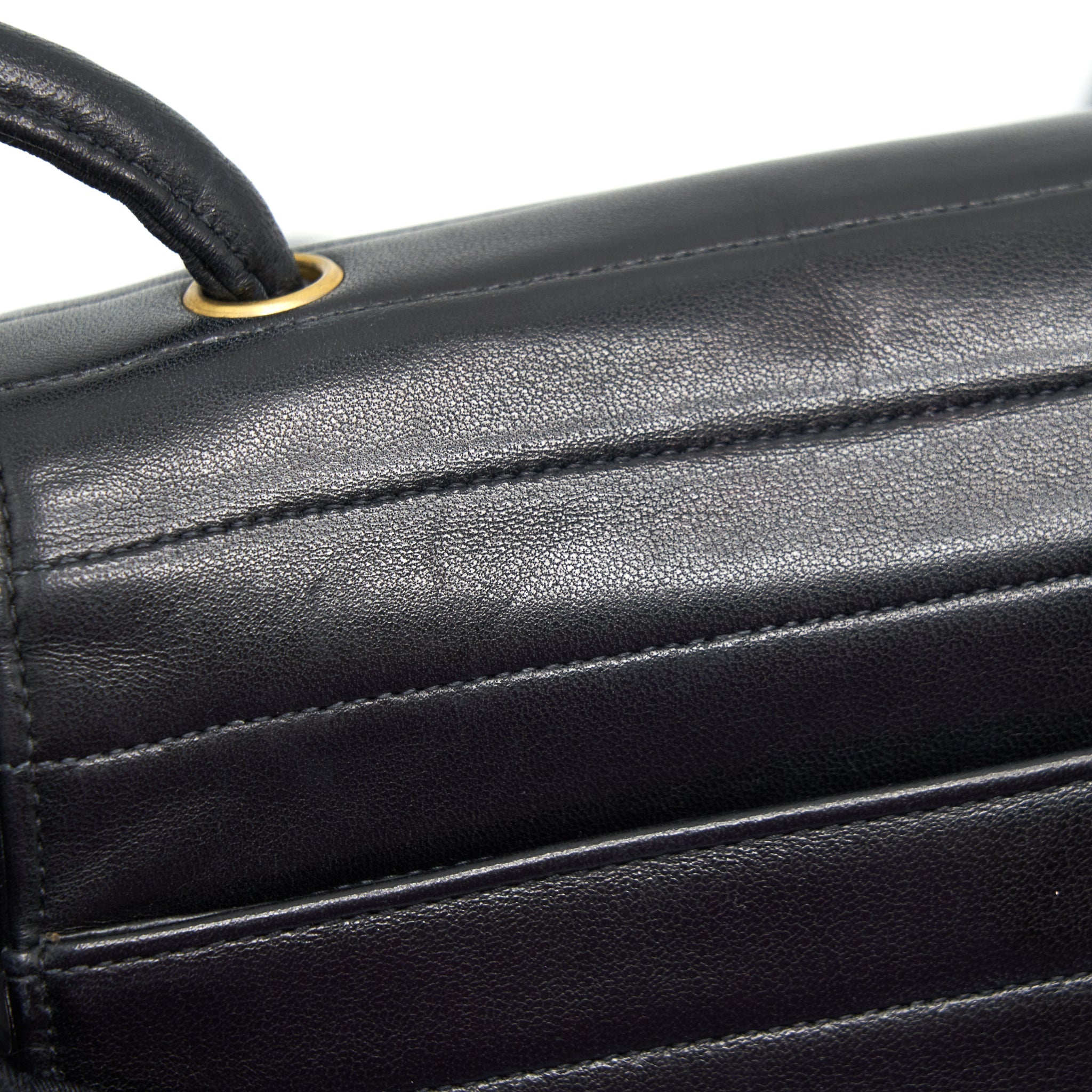 CHANEL VINTAGE KELLY FLAP BAG WITH LONG STRAP BLACK 24K GHW
