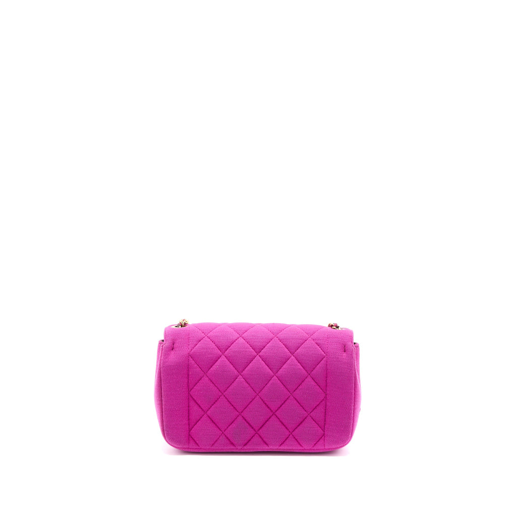 CHANEL SEASONAL MINI FLAP BAG FABRIC PINK LGHW