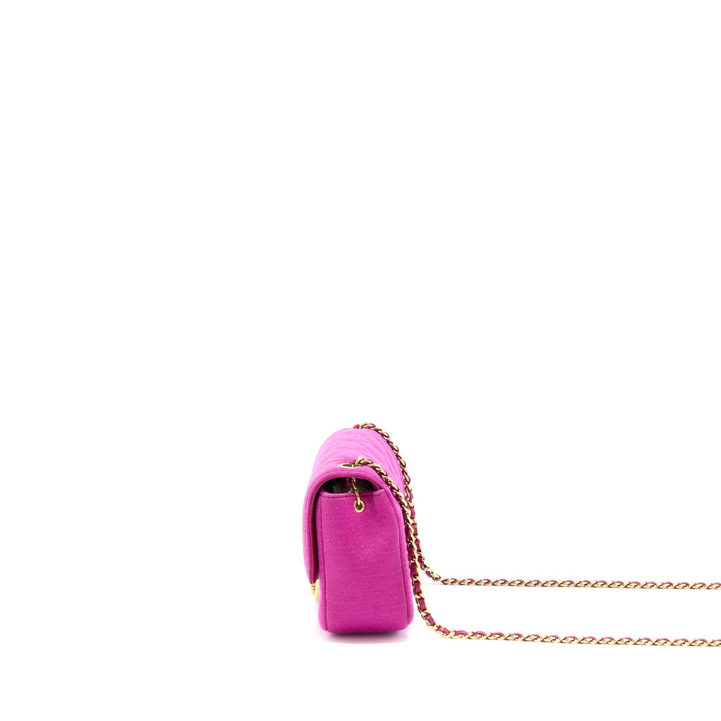 CHANEL SEASONAL MINI FLAP BAG FABRIC PINK LGHW