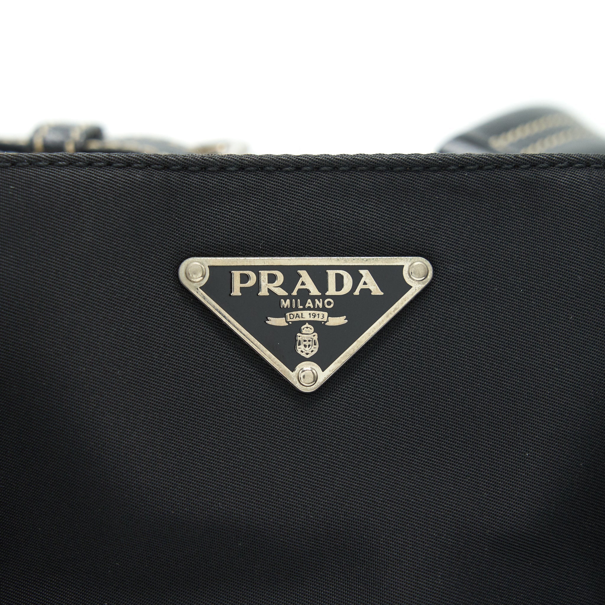 PRADA NYLON SHOULDER HAND BAG IN BLACK