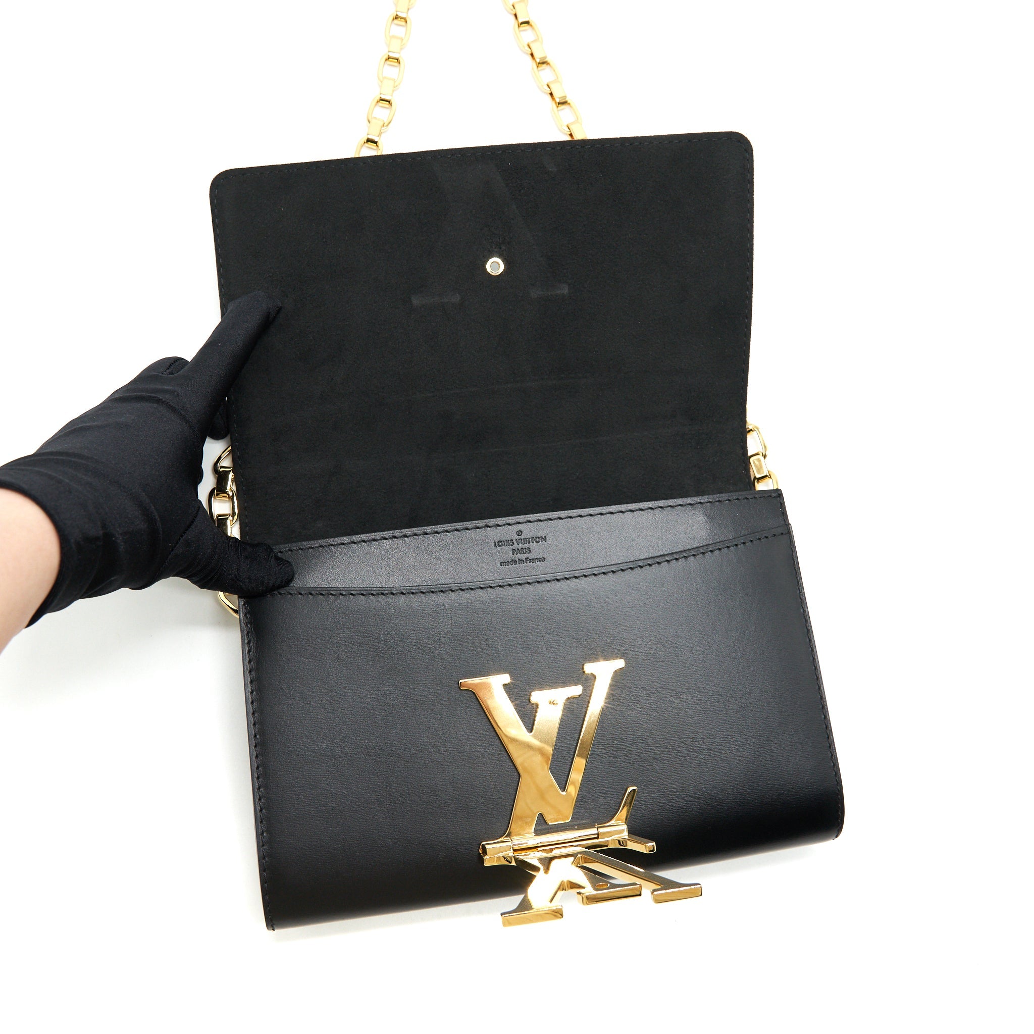LOUIS VUITTON LOUISE LEATHER BAG IN NOIR