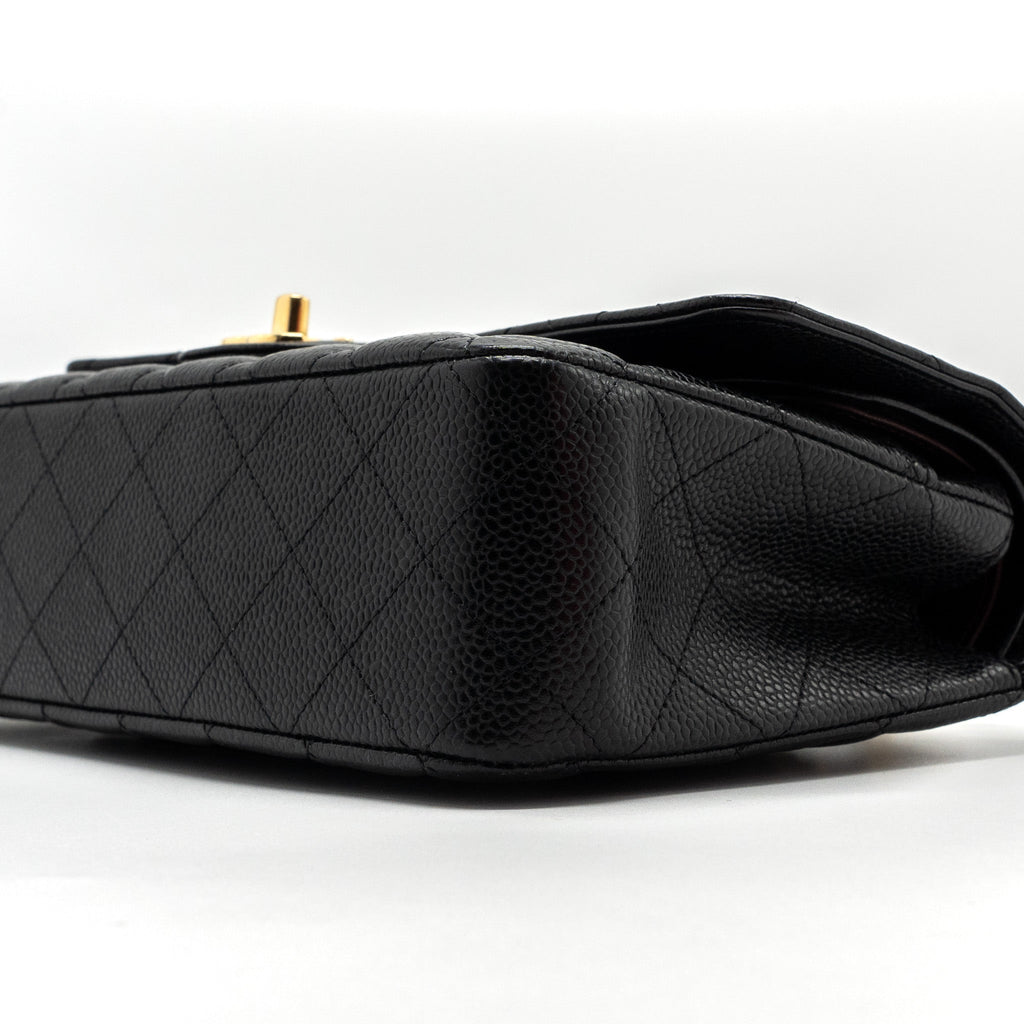 CHANEL MEDIUM CLASSIC DOUBLE FLAP BAG CAVIAR BLACK GHW (MICROCHIP )