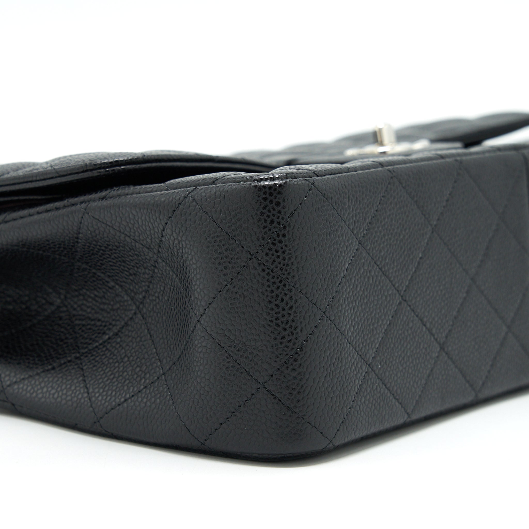 CHANEL JUMBO CLASSIC DOUBLE FLAP BAG CAVIAR BLACK SHW