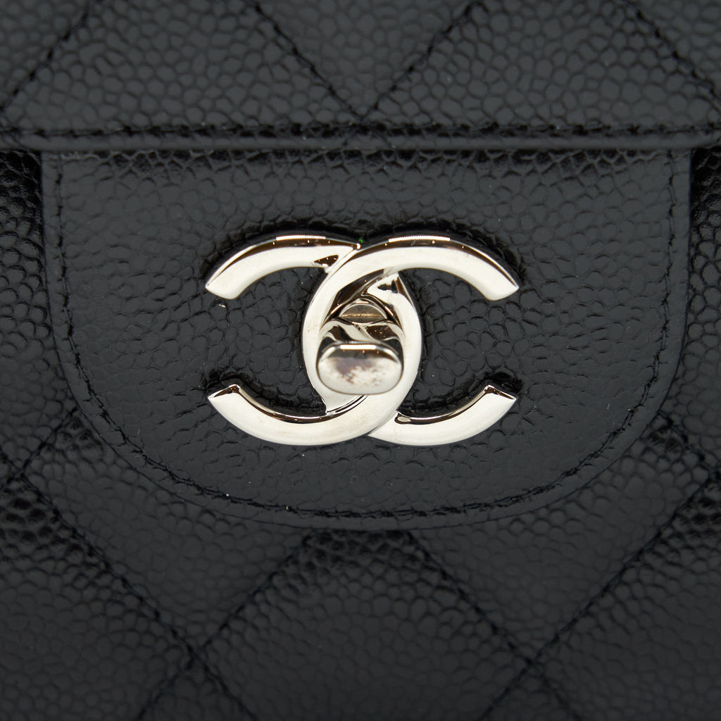 CHANEL JUMBO CLASSIC DOUBLE FLAP BAG CAVIAR BLACK SHW