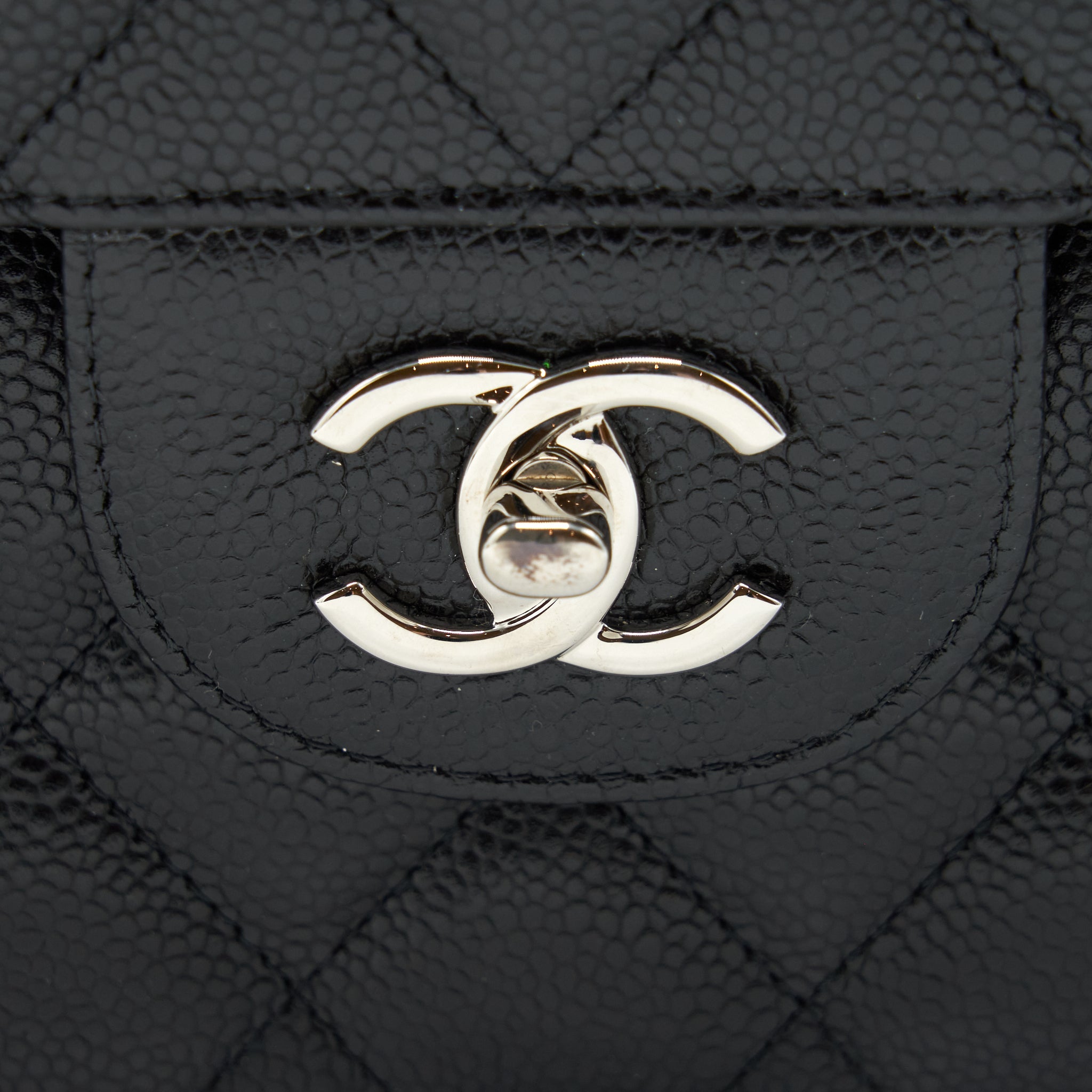 CHANEL JUMBO CLASSIC DOUBLE FLAP BAG CAVIAR BLACK SHW