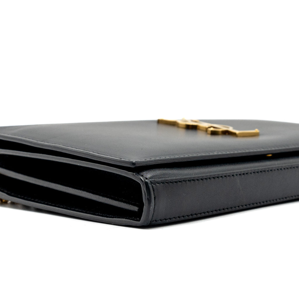 SAINT LAURENT FLAP CHAIN BAG LAMBSKIN BLACK GHW