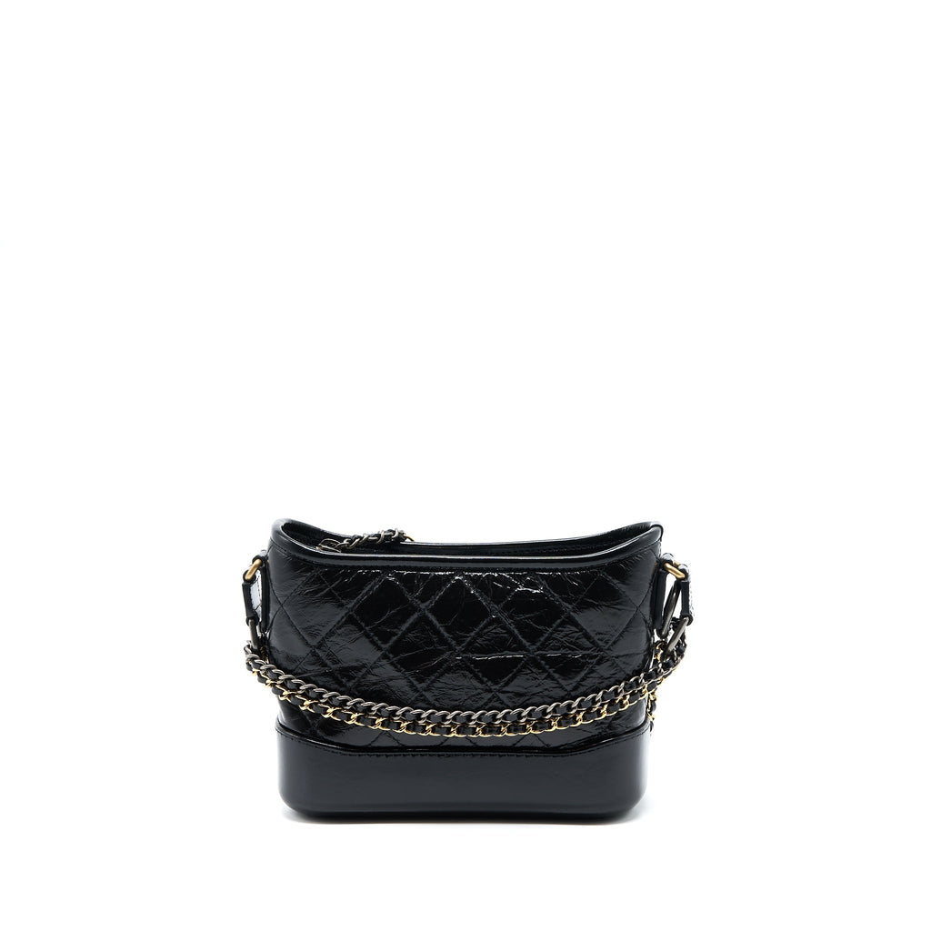 CHANEL SMALL GABRIELLE HOBO BAG SHINY CALFSKIN BLACK MULTICOLOUR HARDWARE