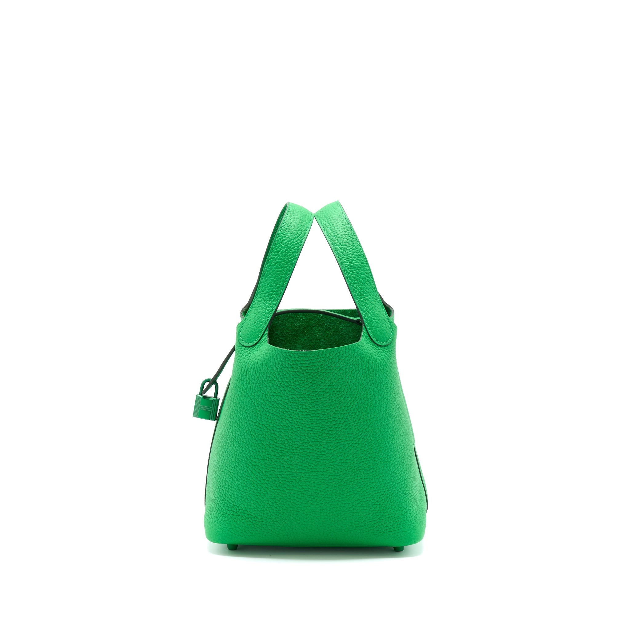 HERMES PICOTIN 18 LOCK BAG CLEMENCE 1K BAMBOU WITH GREEN HARDWARE
