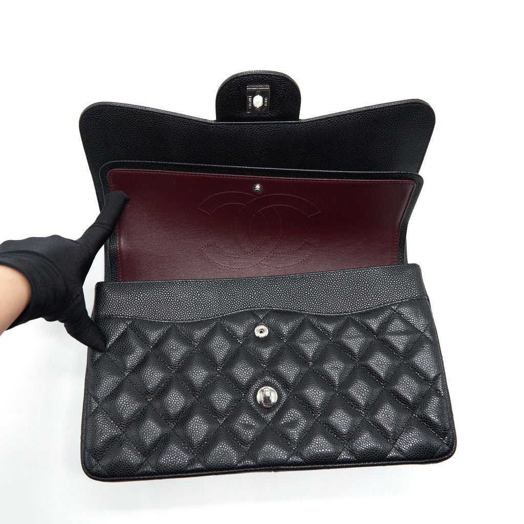 CHANEL JUMBO CLASSIC DOUBLE FLAP BAG CAVIAR BLACK SHW