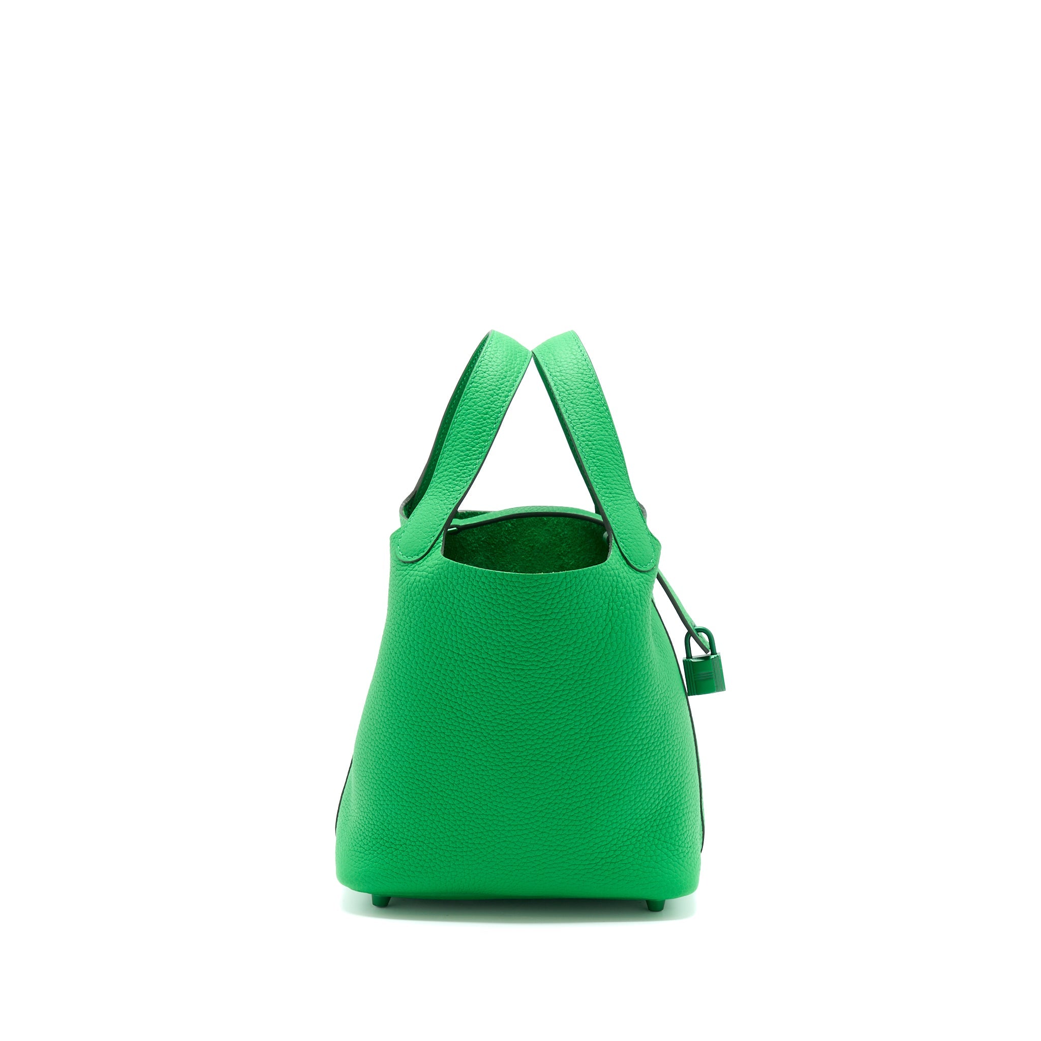 HERMES PICOTIN 18 LOCK BAG CLEMENCE 1K BAMBOU WITH GREEN HARDWARE