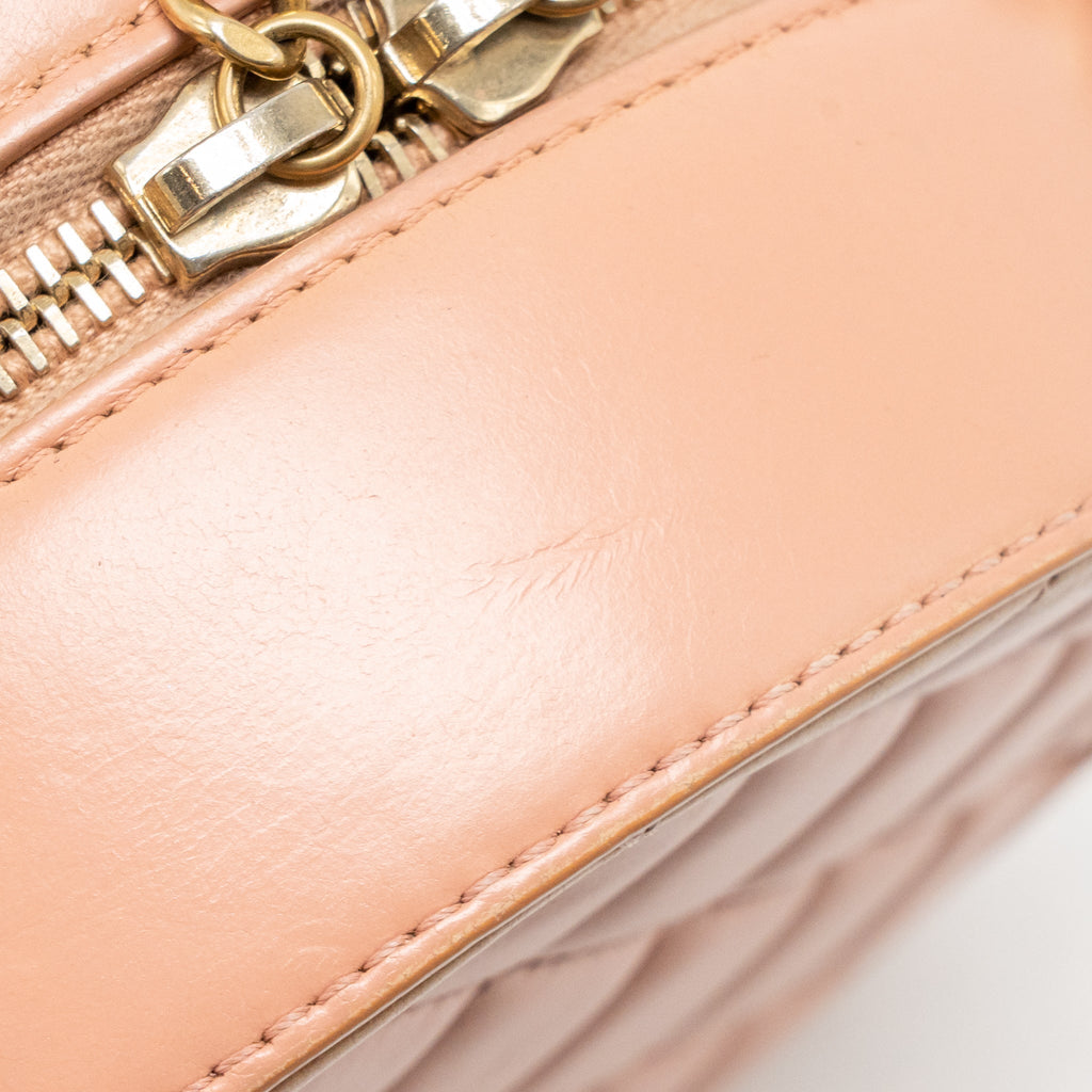 CHANEL ROUND CLUTCH WITH CHAIN MOON&STAR ZIPPER CALFSKIN PINK GHW