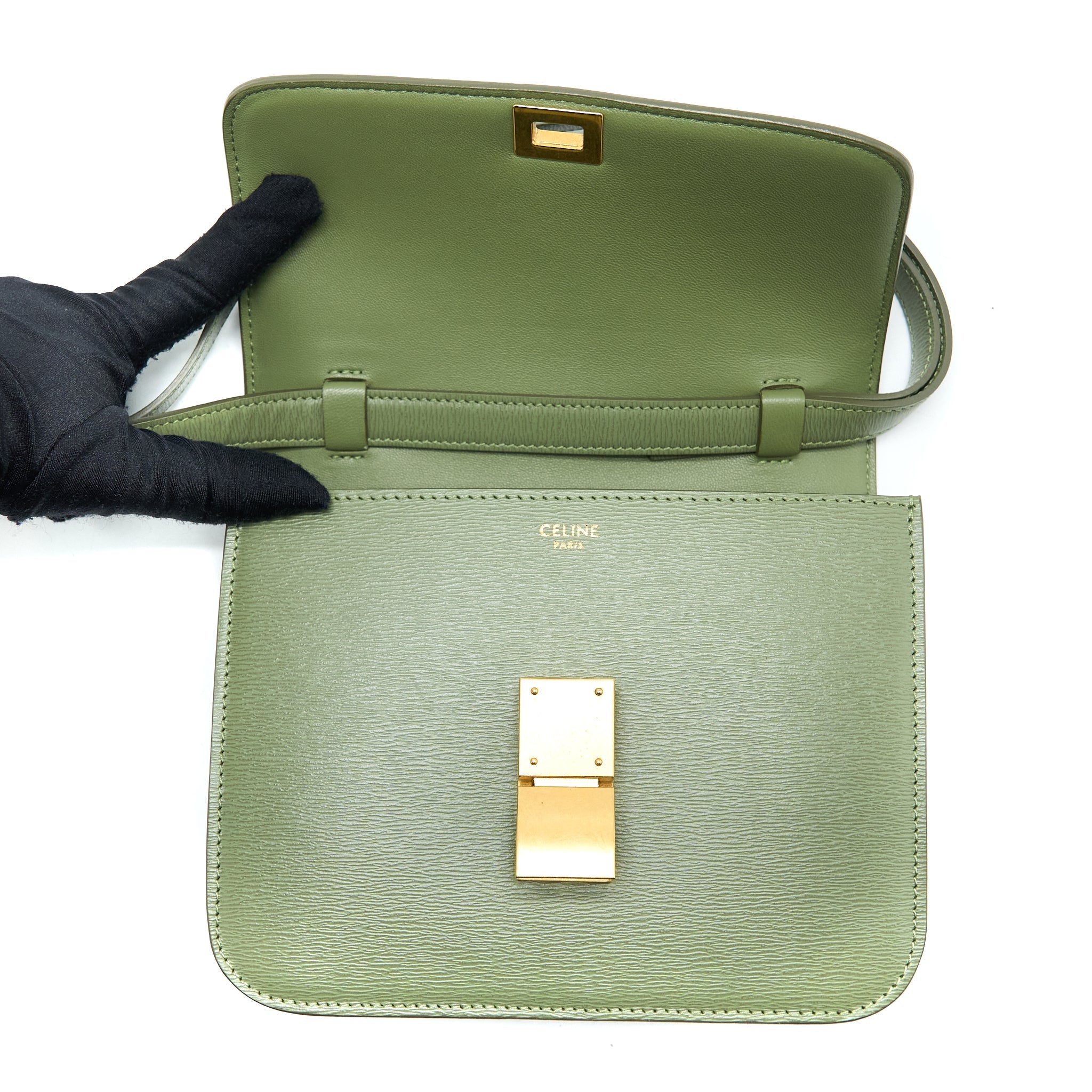 CELINE TEEN BOX CALFSKIN GREEN GHW