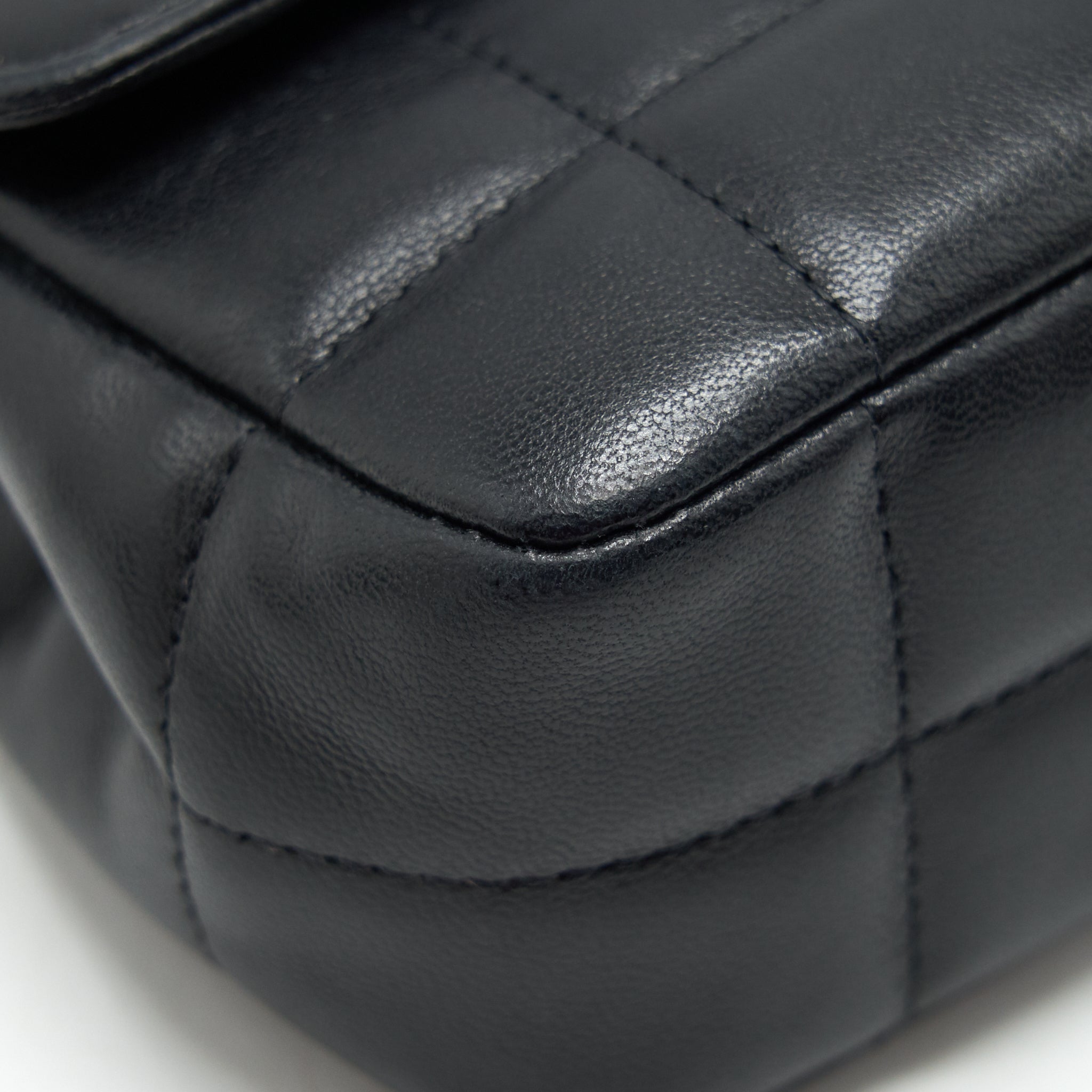 CHANEL CAMELLIA MINI FLAP SHOULDER BAG LAMBSKIN BLACK GHW