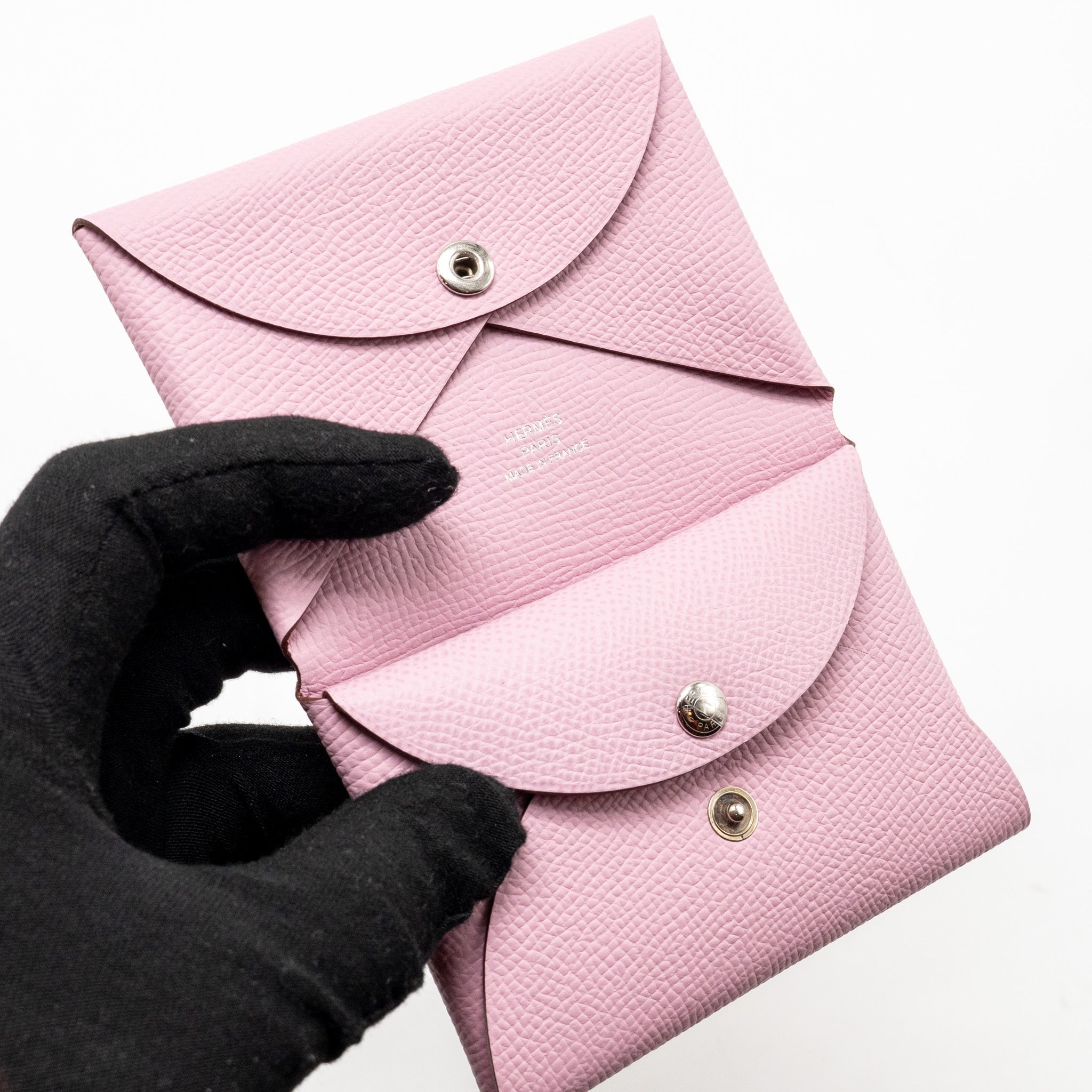 HERMES CALVI DUO CARD HOLDER EPSOM X9 MAUVE SYLVESTRE