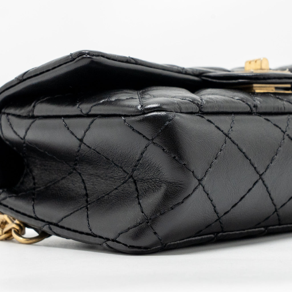 CHANEL 2.55 REISSUE WAIST BAG AGED CALFSKIN BLACK GHW