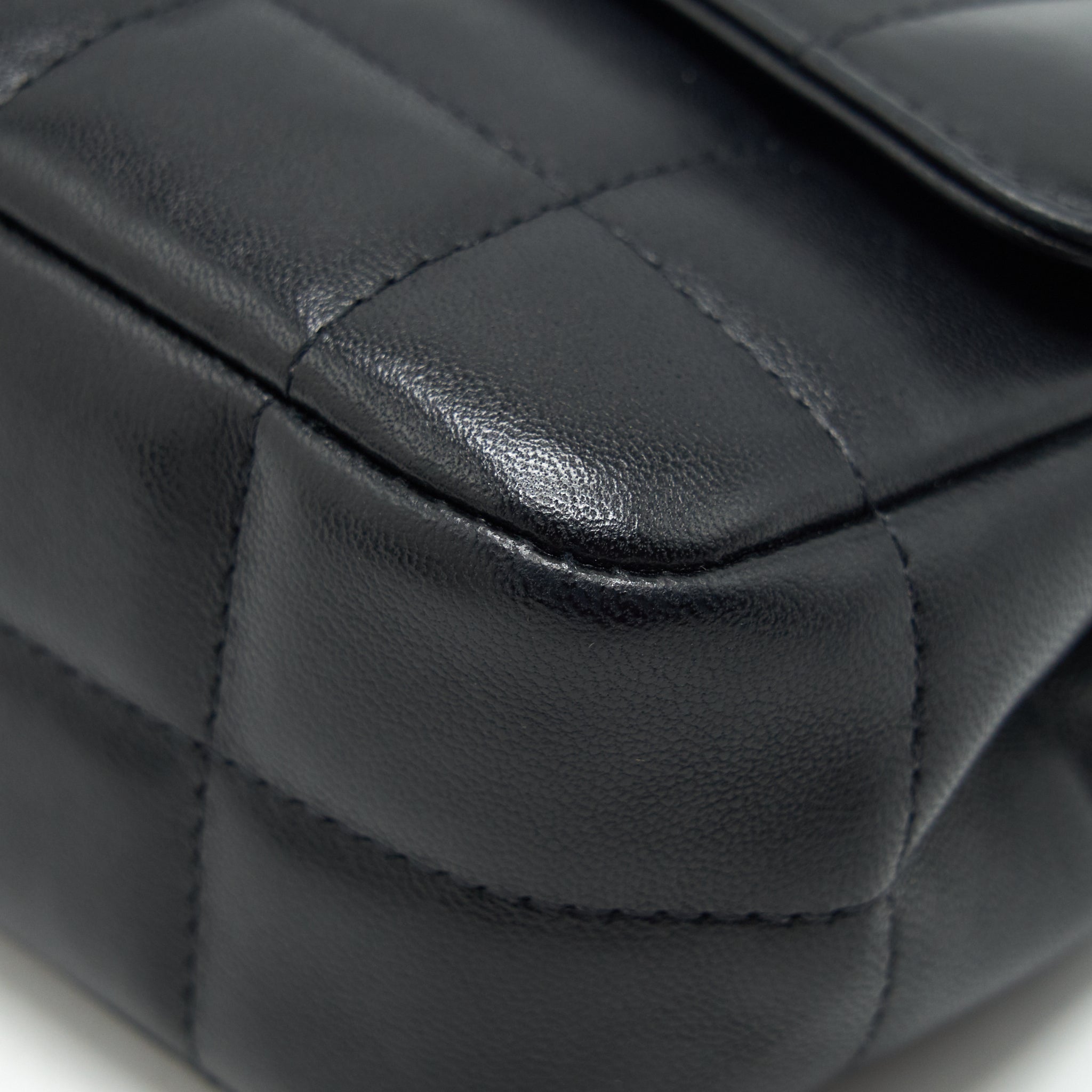 CHANEL CAMELLIA MINI FLAP SHOULDER BAG LAMBSKIN BLACK GHW