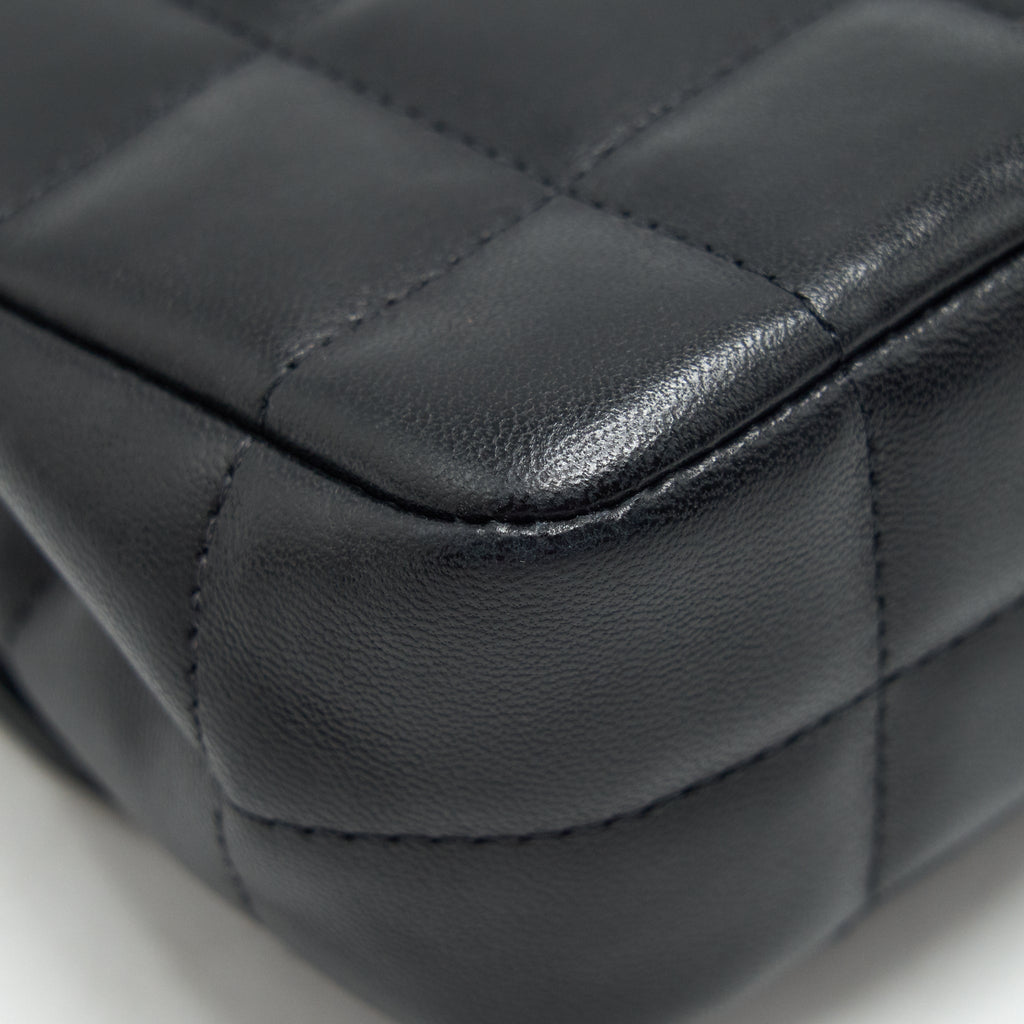 CHANEL CAMELLIA MINI FLAP SHOULDER BAG LAMBSKIN BLACK GHW